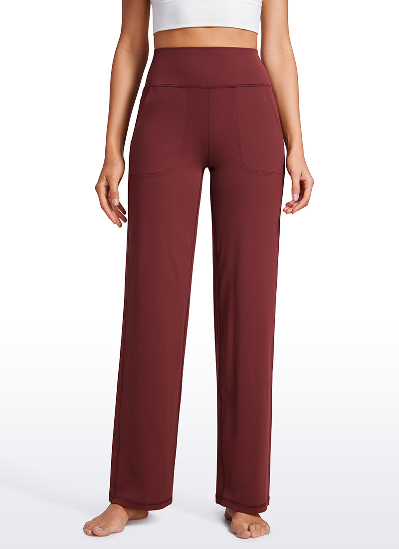 CRZ YOGA Pambabae Butterluxe Pantalon na Mataas at Malapad ang Paa na may Bulsa 31'' Noctilucence Pula