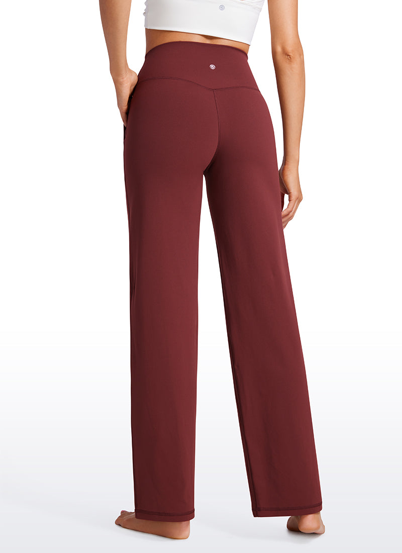 CRZ YOGA Pambabae Butterluxe Pantalon na Mataas at Malapad ang Paa na may Bulsa 31'' Noctilucence Pula