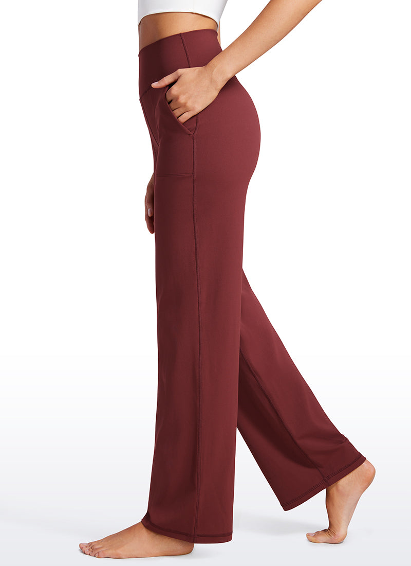 CRZ YOGA Pambabae Butterluxe Pantalon na Mataas at Malapad ang Paa na may Bulsa 31'' Noctilucence Pula