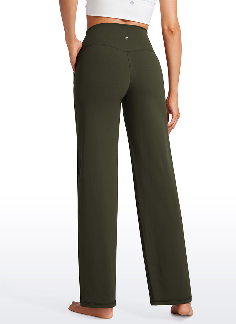 CRZ YOGA Pambabae Butterluxe High Rise Wide Leg Pants na may Bulsa 31'' Olive Green
