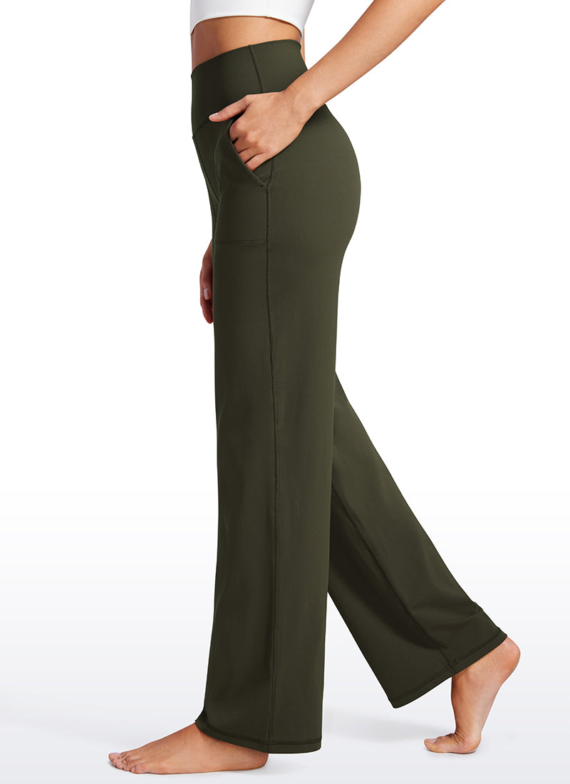 CRZ YOGA Pambabae Butterluxe High Rise Wide Leg Pants na may Bulsa 31'' Olive Green