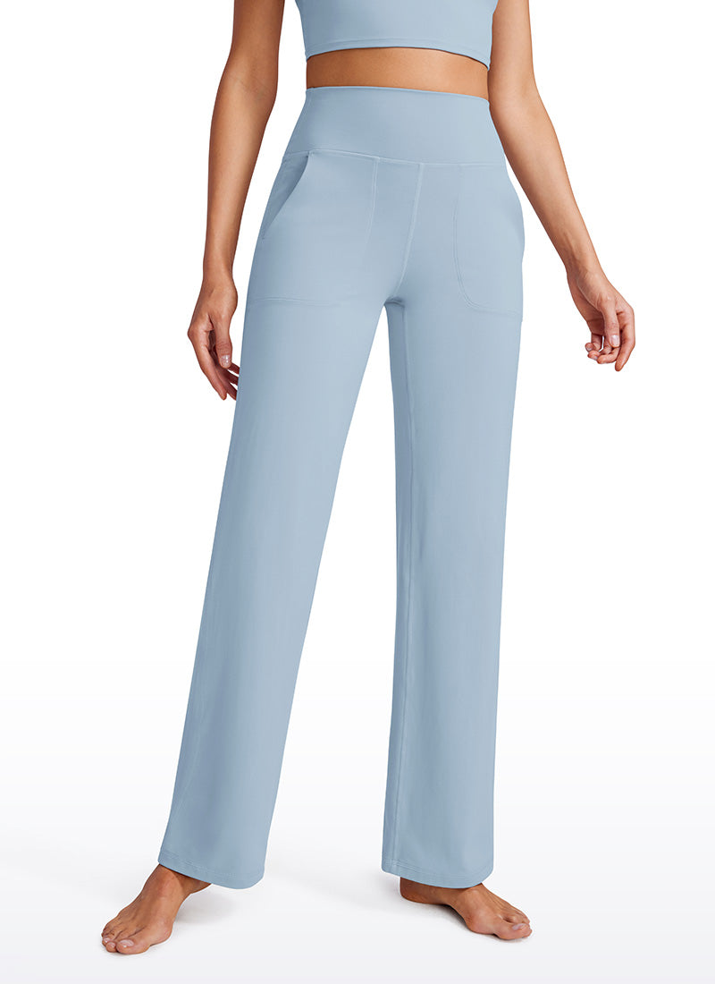CRZ YOGA Pambabae Butterluxe Pantalon na Mataas at Malapad na Paa na may Bulsa 31'' Cambric Blue