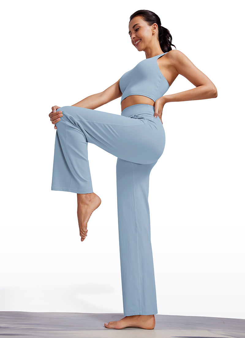 CRZ YOGA Pambabae Butterluxe Pantalon na Mataas at Malapad na Paa na may Bulsa 31'' Cambric Blue