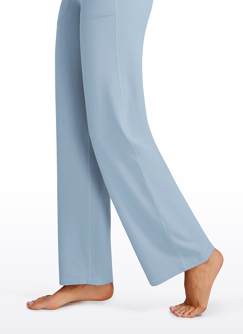 CRZ YOGA Pambabae Butterluxe Pantalon na Mataas at Malapad na Paa na may Bulsa 31'' Cambric Blue