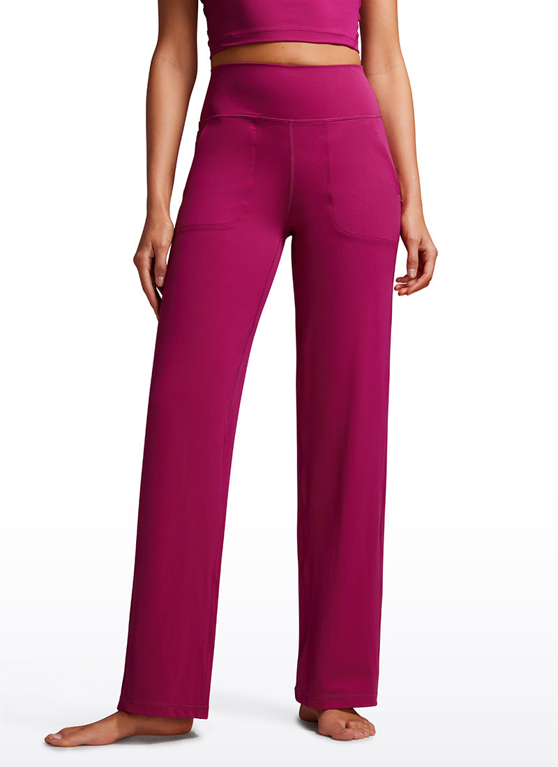 CRZ YOGA Pambabae Butterluxe Pantalon na Mataas at Malapad na Paa na may Bulsa 31'' Magenta Purple