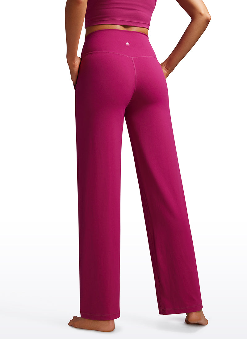 CRZ YOGA Pambabae Butterluxe Pantalon na Mataas at Malapad na Paa na may Bulsa 31'' Magenta Purple