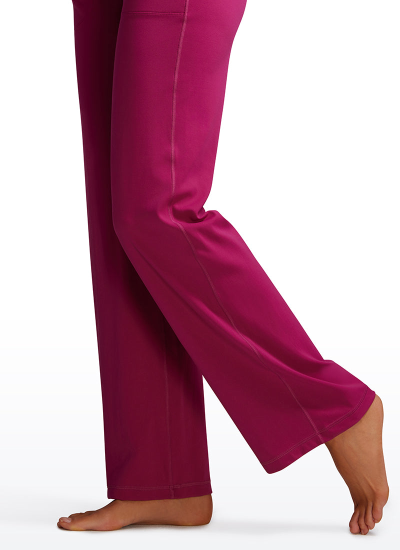 CRZ YOGA Pambabae Butterluxe Pantalon na Mataas at Malapad na Paa na may Bulsa 31'' Magenta Purple