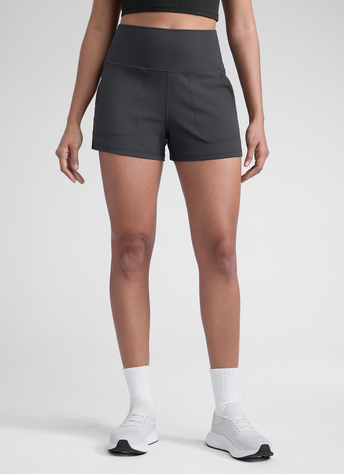 CRZ YOGA Babae Butterlift High Waisted Shorts na may Bulsa, Linerless, Mysterious Grey