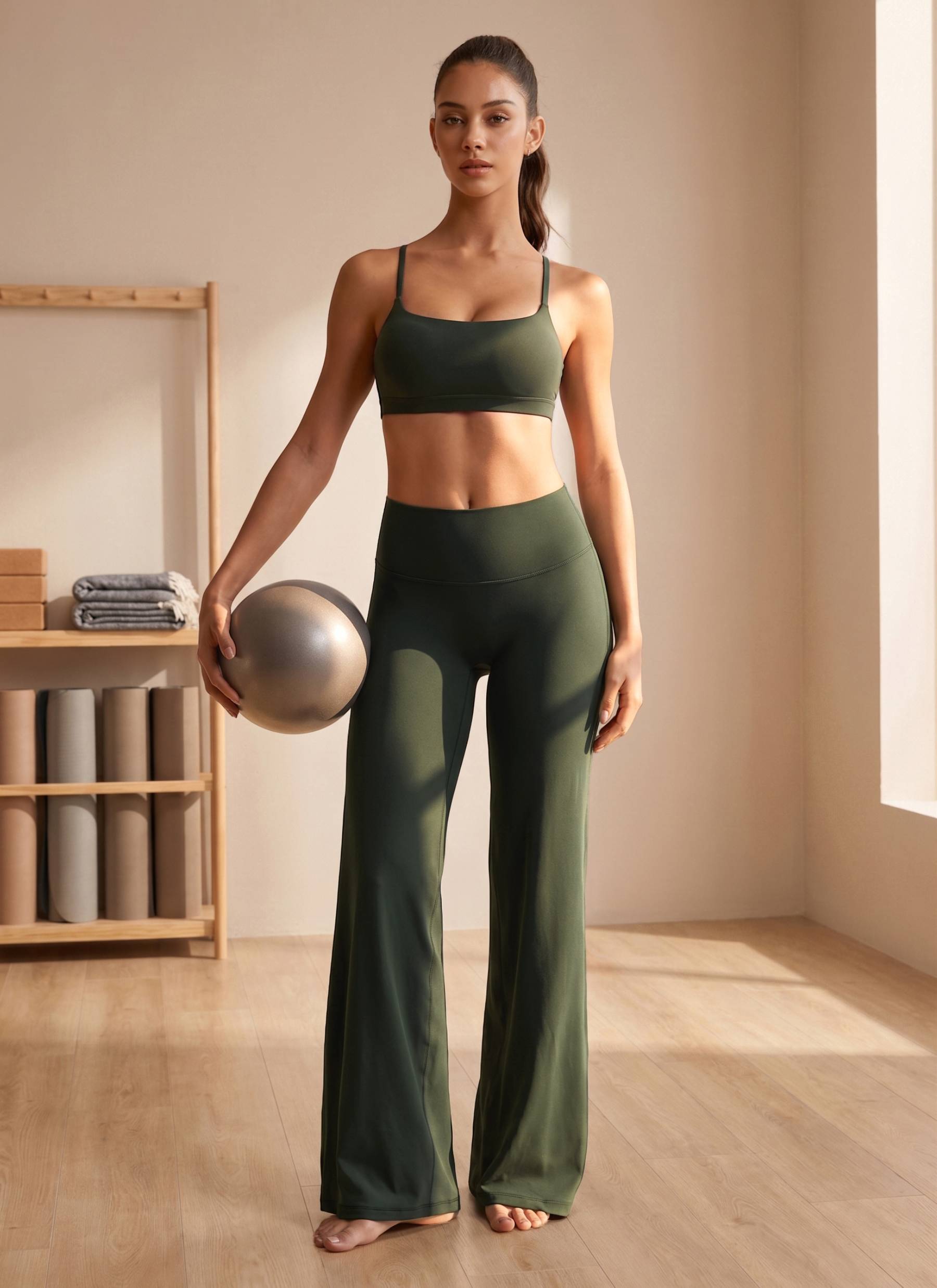 CRZ YOGA Pambabaeng Softretch Workout na Walang Harapang Tahi na Pant na Malapad na Paa 28