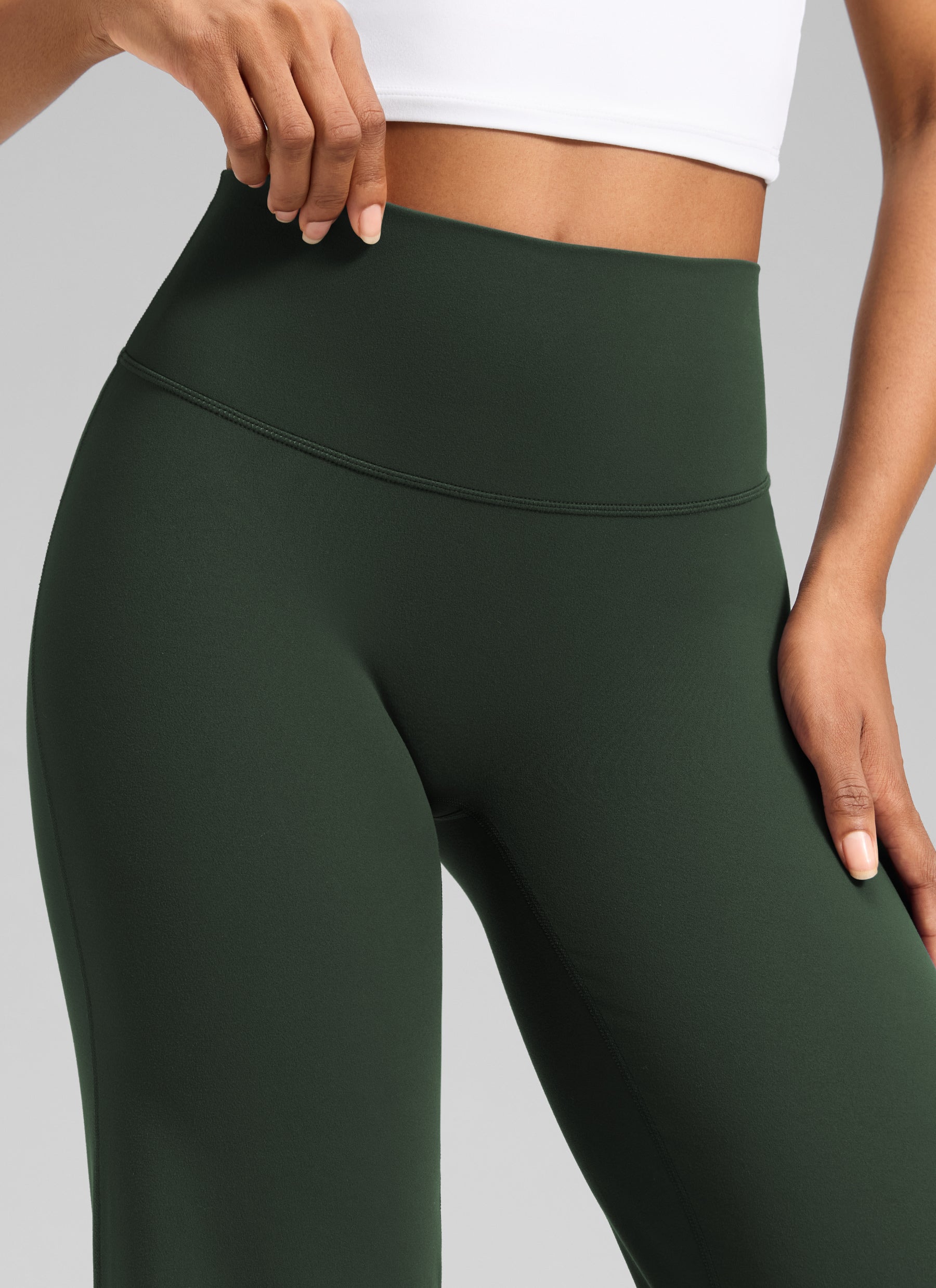 CRZ YOGA Pambabaeng Softretch Workout na Walang Harapang Tahi na Pant na Malapad na Paa 28