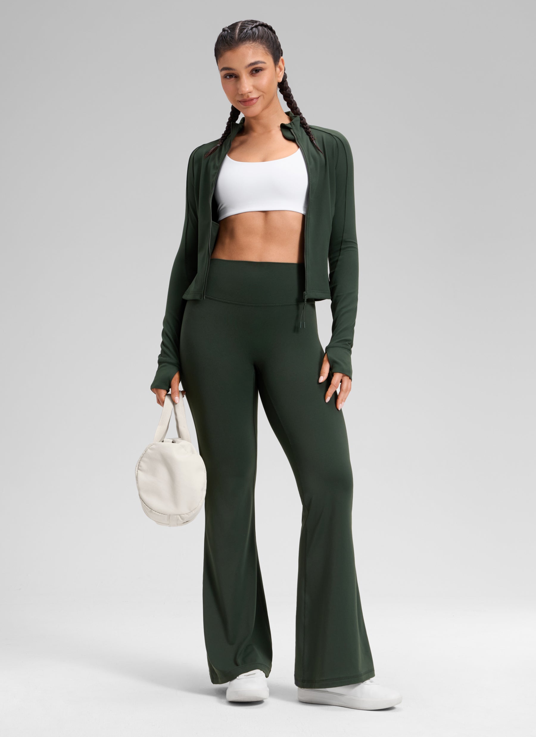 CRZ YOGA Pambabaeng Softretch High Rise Walang Tahi sa Harap Flare Legging 29