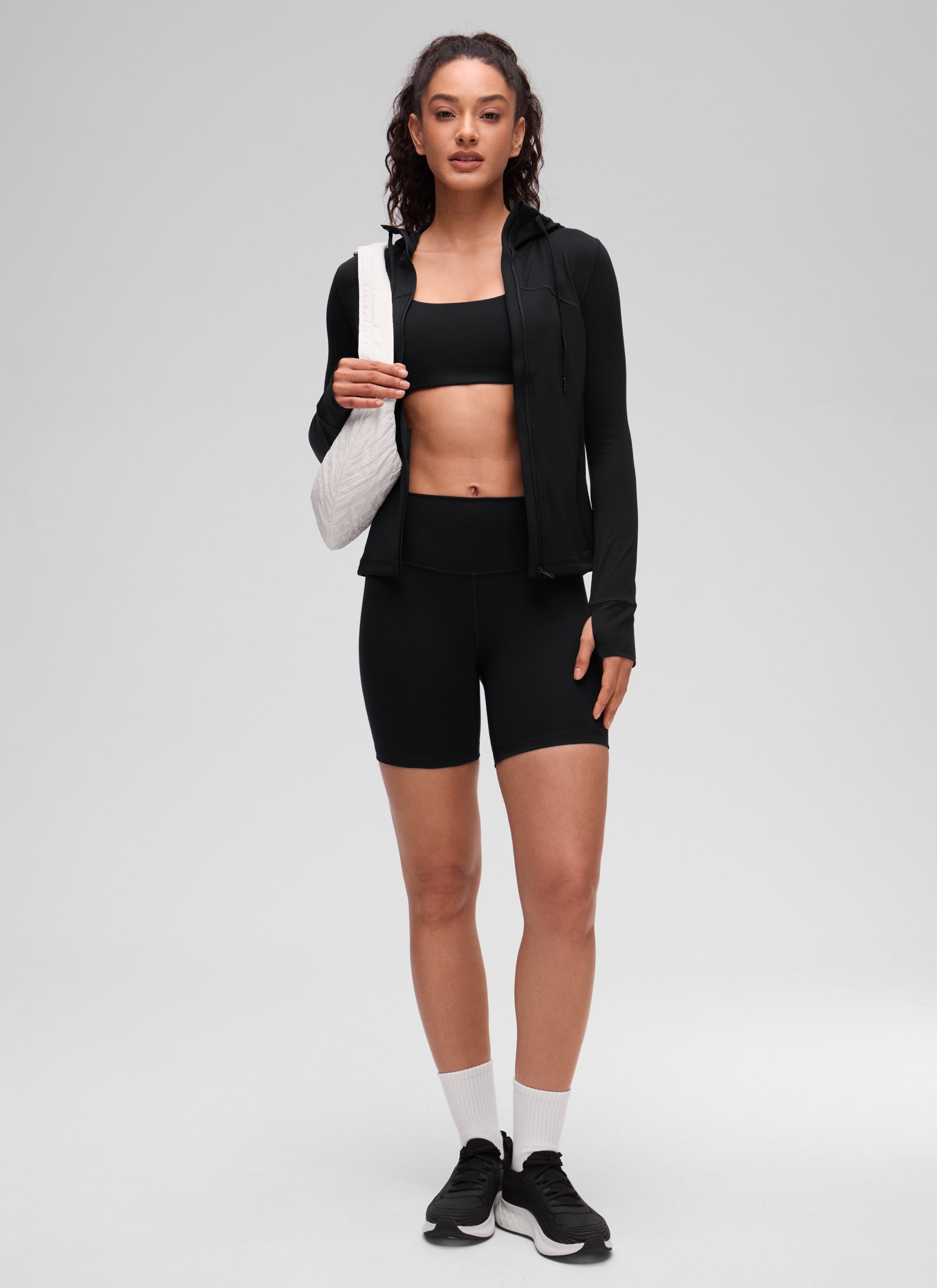 CRZ YOGA Pambabae Butterluxe Slim Fit Pocket Outerwear Full Zip Hoodies Itim
