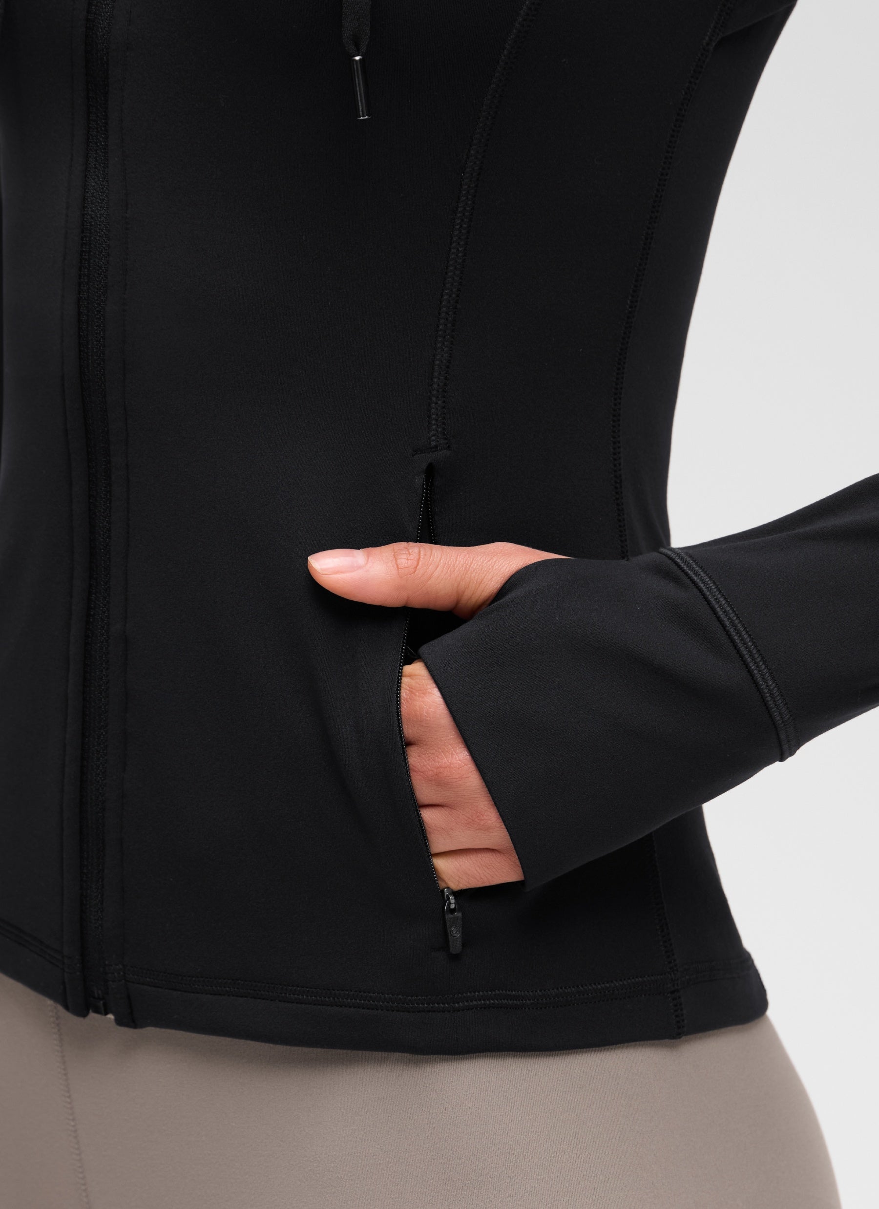 CRZ YOGA Pambabae Butterluxe Slim Fit Pocket Outerwear Full Zip Hoodies Itim