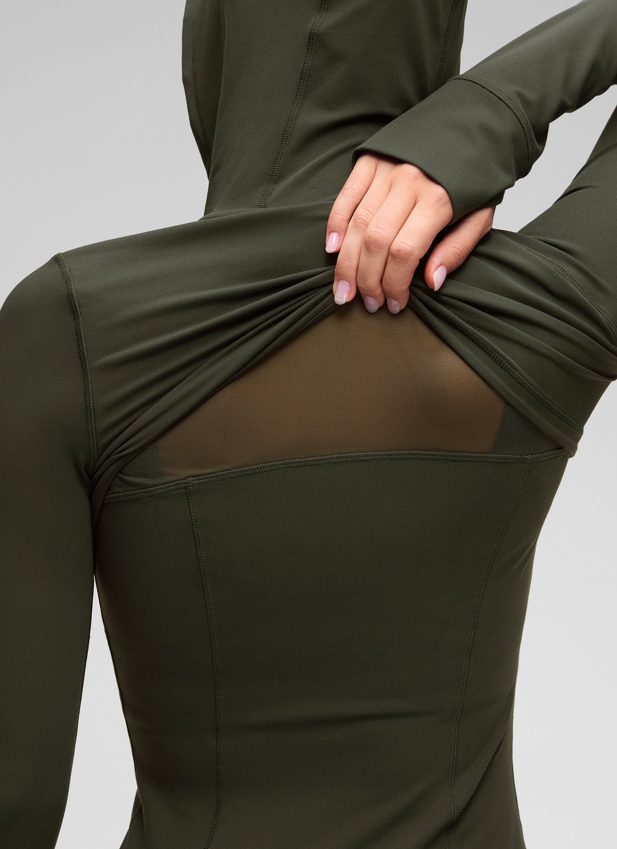 CRZ YOGA Pambabae Butterluxe Slim Fit na Panlabas na Kasuotan na May Bulsa na May Buong Zip na Hoodies na may Olive Green