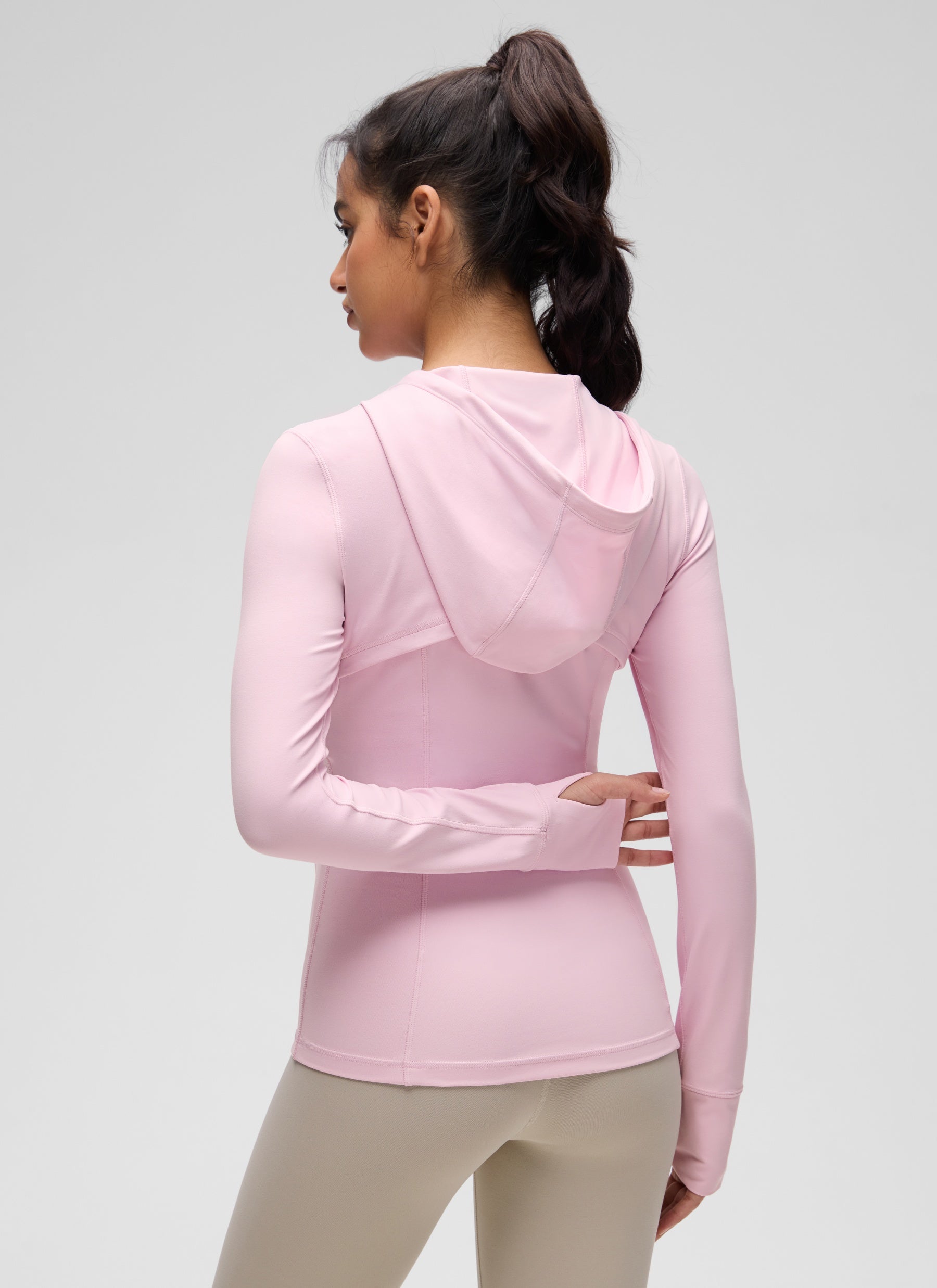 CRZ YOGA Pambabae Butterluxe Slim Fit Pocket Outerwear Full Zip Hoodies Pink Peony