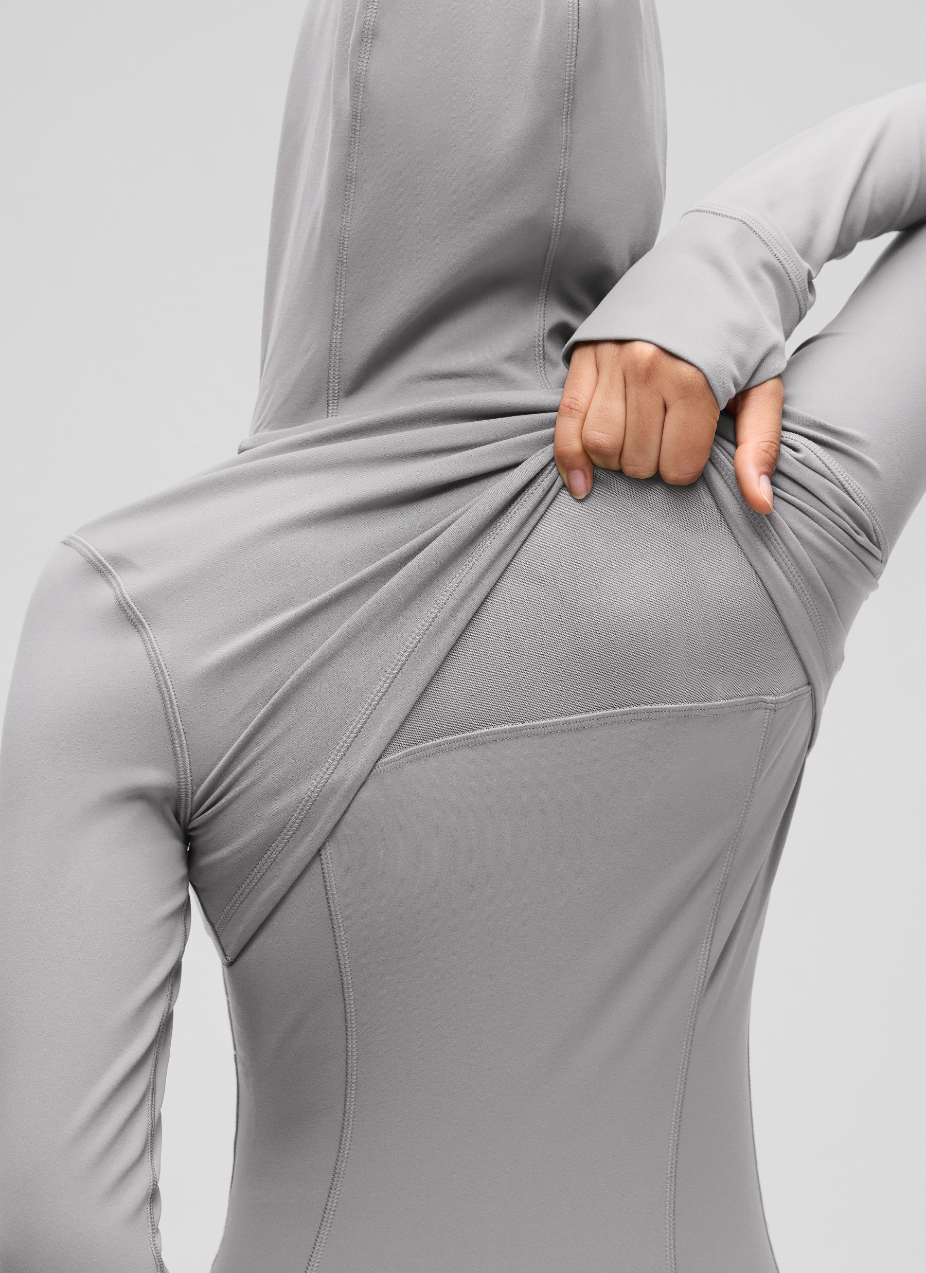 CRZ YOGA Pambabae Butterluxe Slim Fit na Panlabas na Kasuotan na May Bulsa at Buong Zip na Hoodies na Gull Gray
