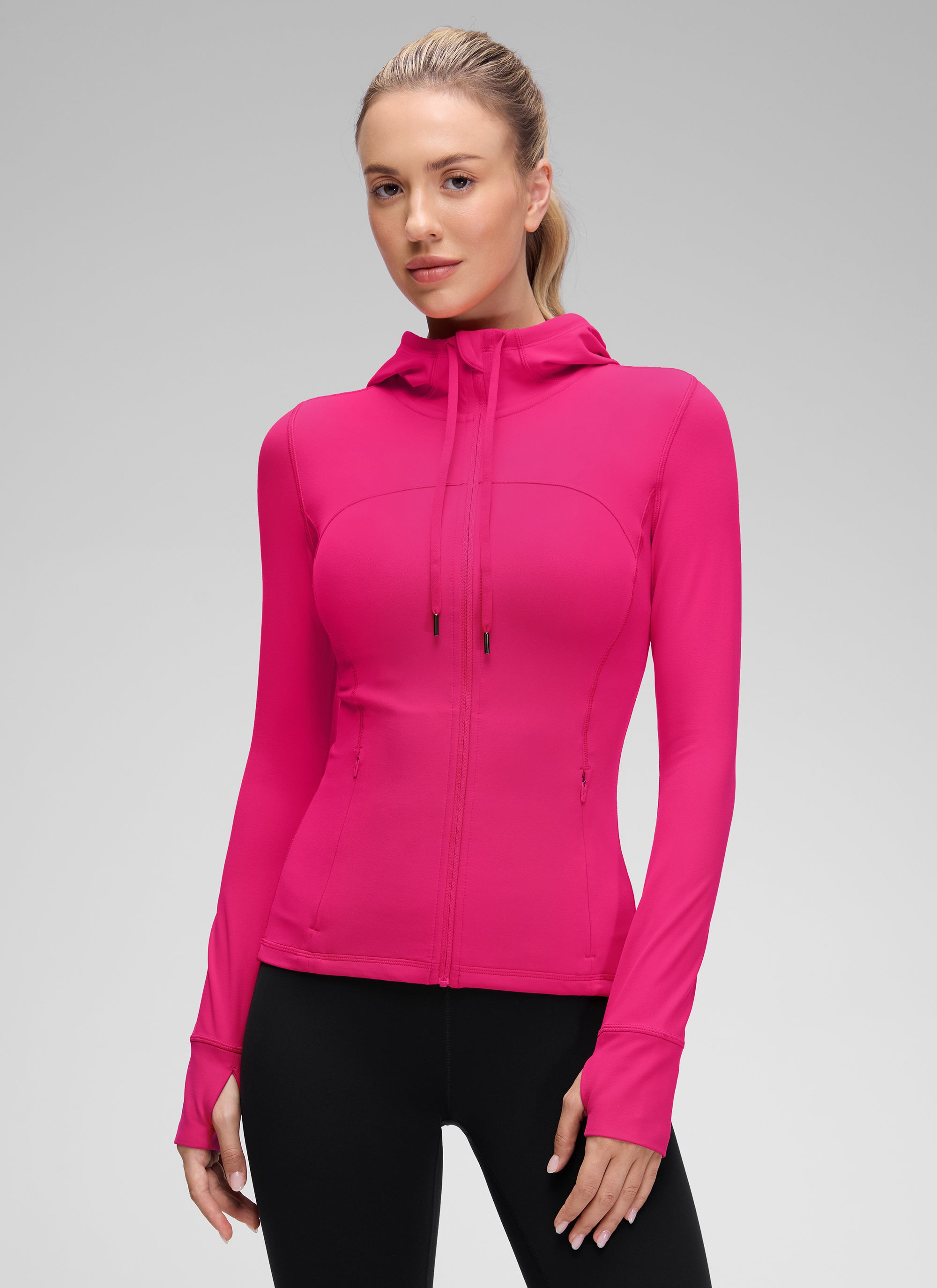 CRZ YOGA Pambabae Butterluxe Slim Fit Pocket Outerwear Full Zip Hoodies Granita Pink