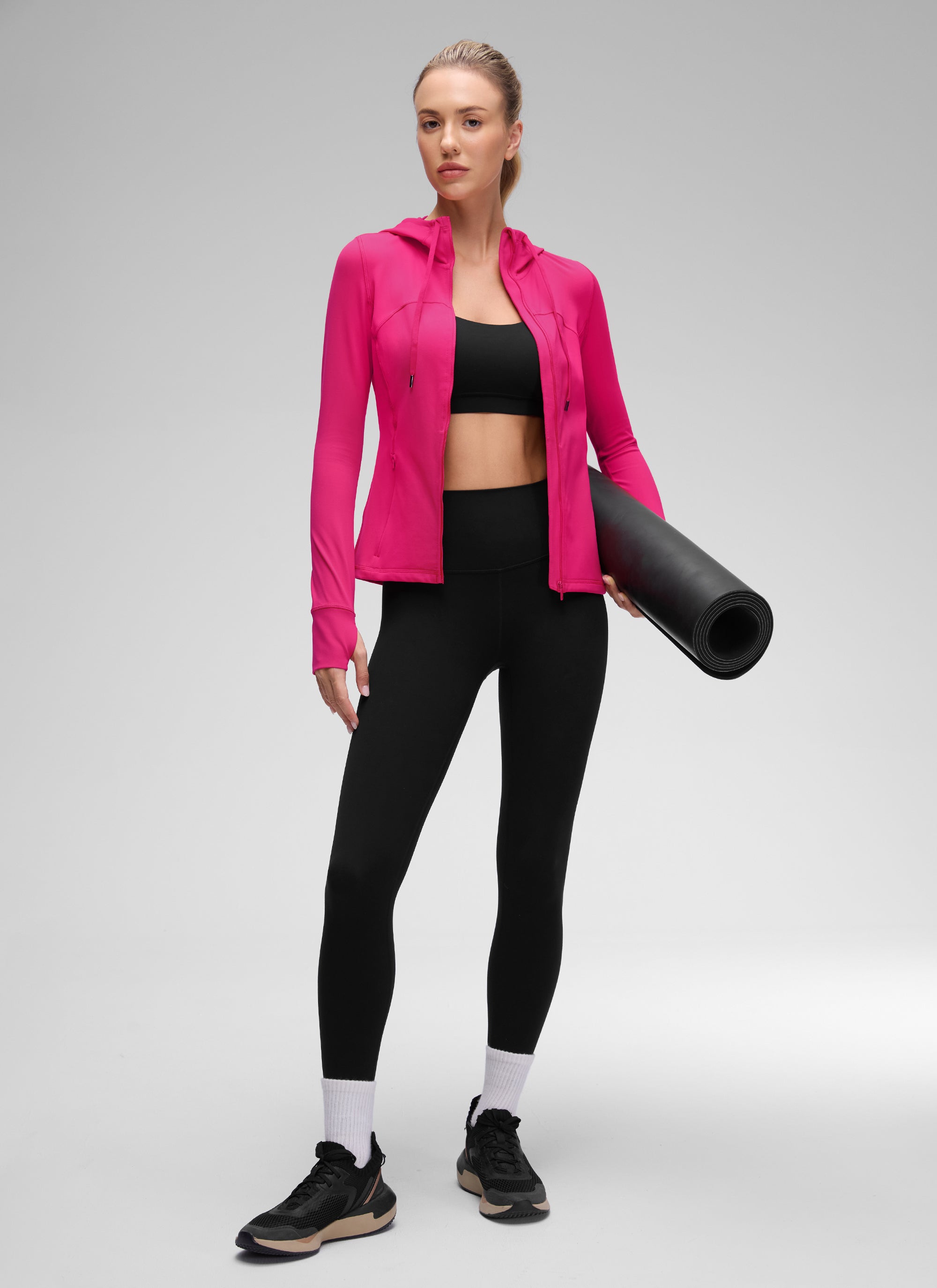 CRZ YOGA Pambabae Butterluxe Slim Fit Pocket Outerwear Full Zip Hoodies Granita Pink