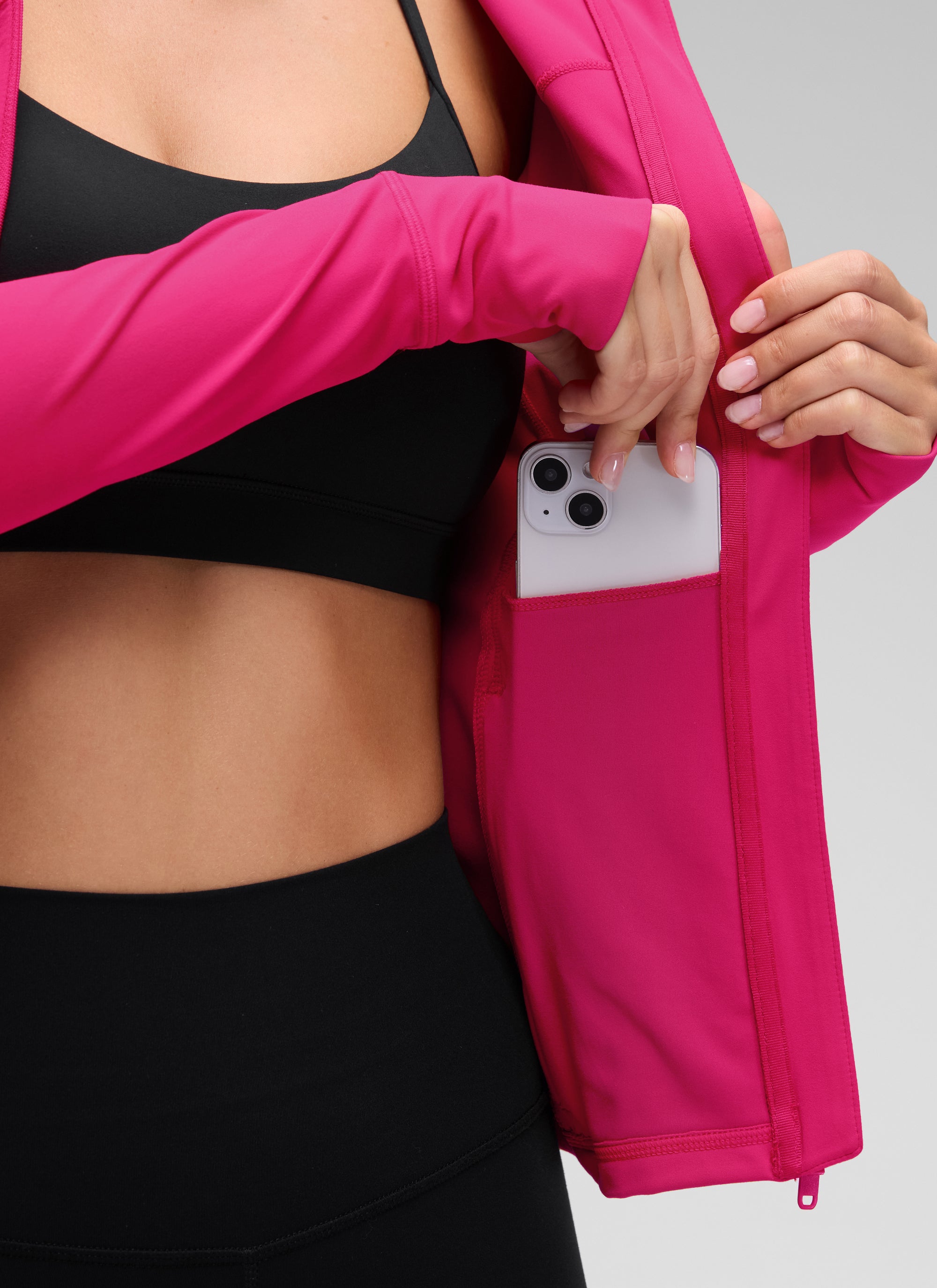 CRZ YOGA Pambabae Butterluxe Slim Fit Pocket Outerwear Full Zip Hoodies Granita Pink