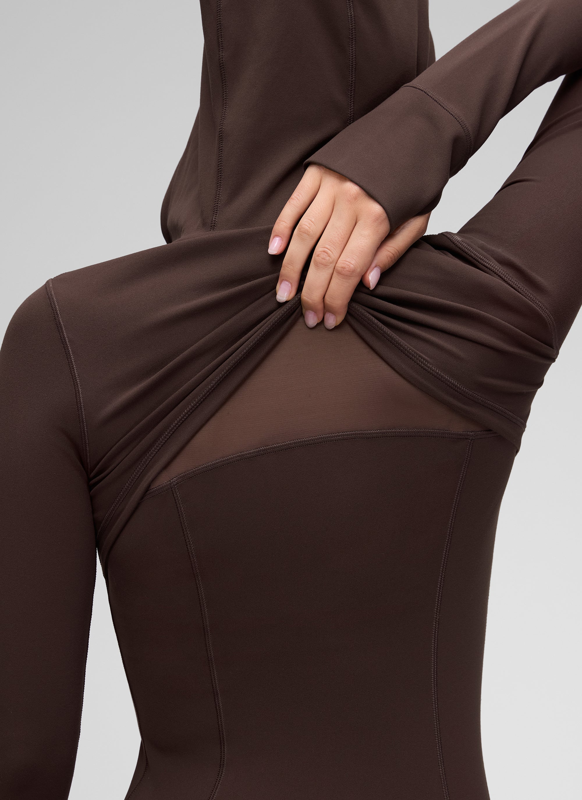 CRZ YOGA Pambabae Butterluxe Slim Fit na Bulsa na Panlabas na Kasuotan na Buong Zip Hoodies Hot Fudge Brown