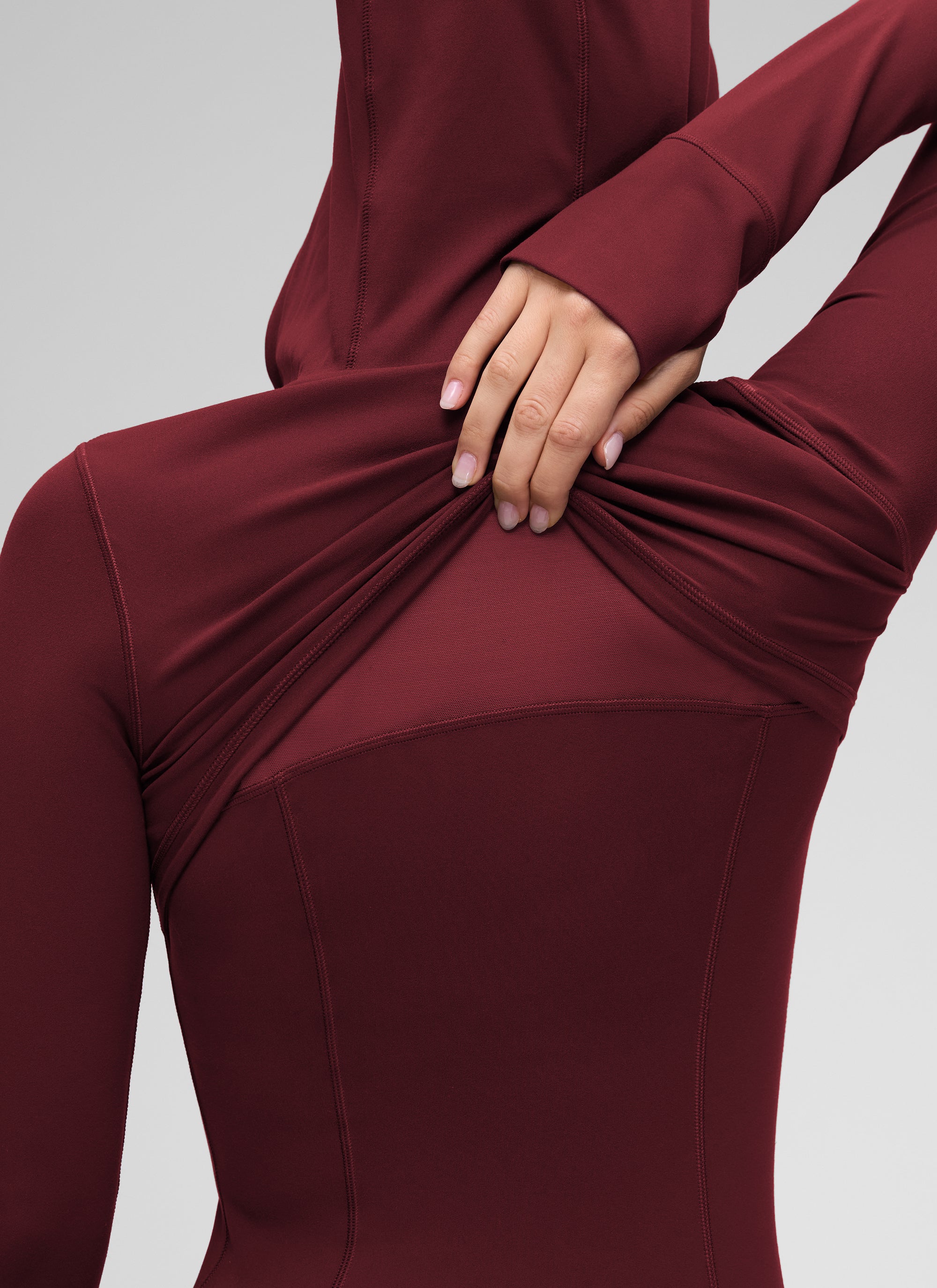 CRZ YOGA Pambabae Butterluxe Slim Fit Pocket Outerwear Full Zip Hoodies Pulang Merlot