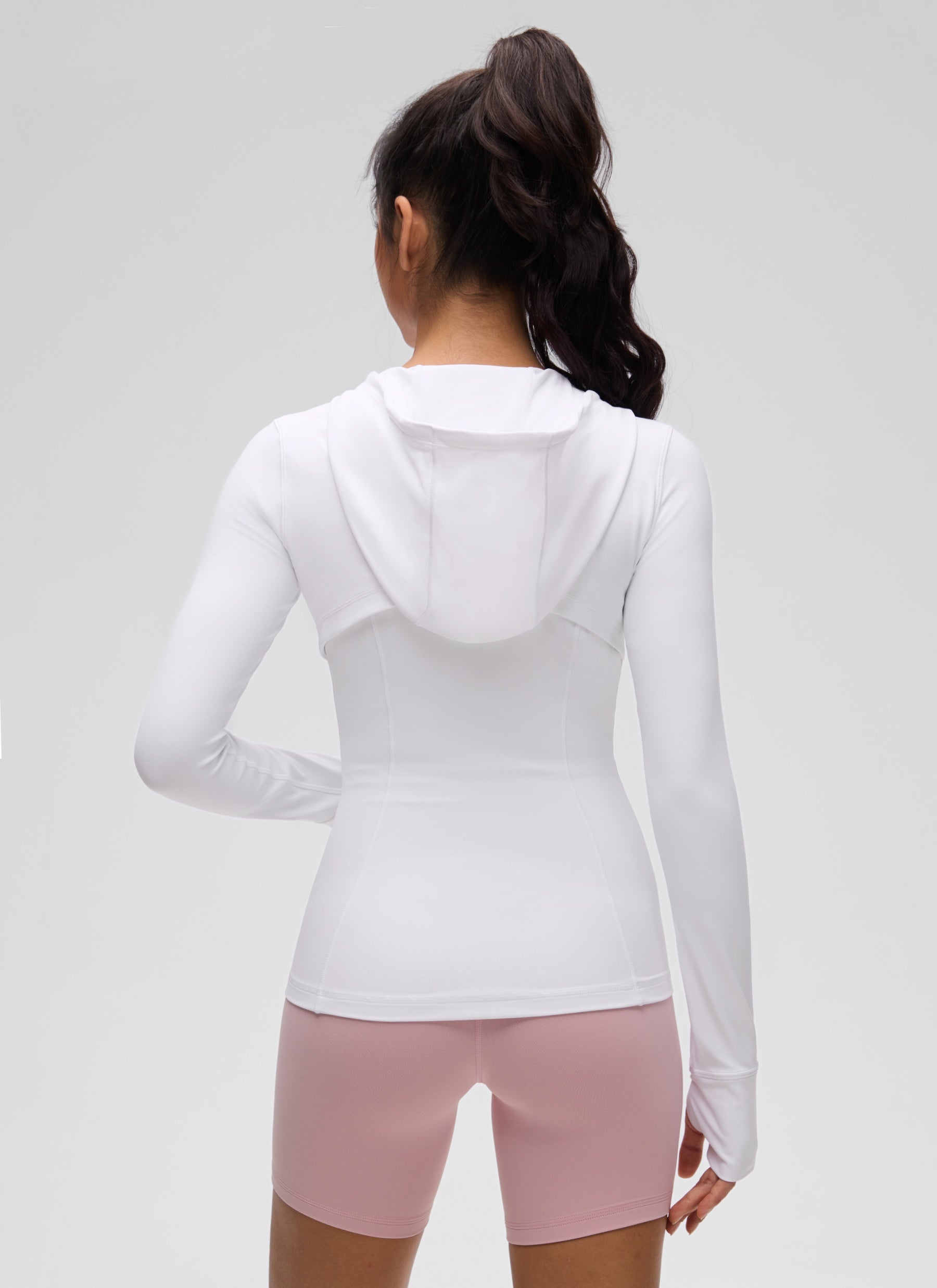 CRZ YOGA Pambabae Butterluxe Slim Fit Pocket Outerwear Full Zip Hoodies Puti