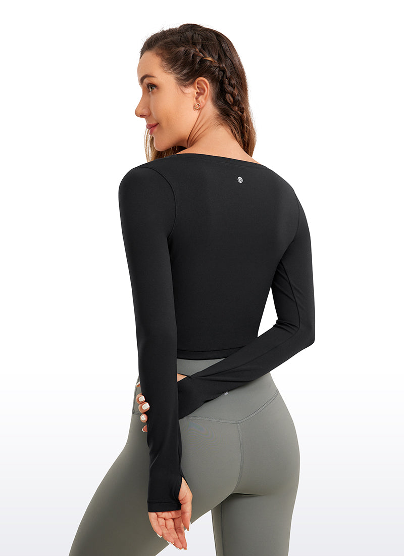 CRZ YOGA Leggings ng yoga ng manga larga Butterluxe para sa mujer Itim
