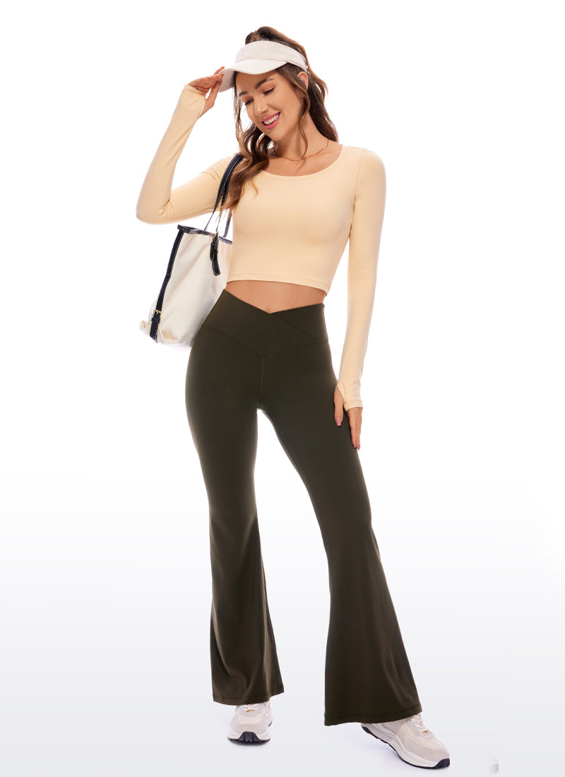 CRZ YOGA Leggings ng yoga ng manga larga Butterluxe para mujer Tan Milkshake