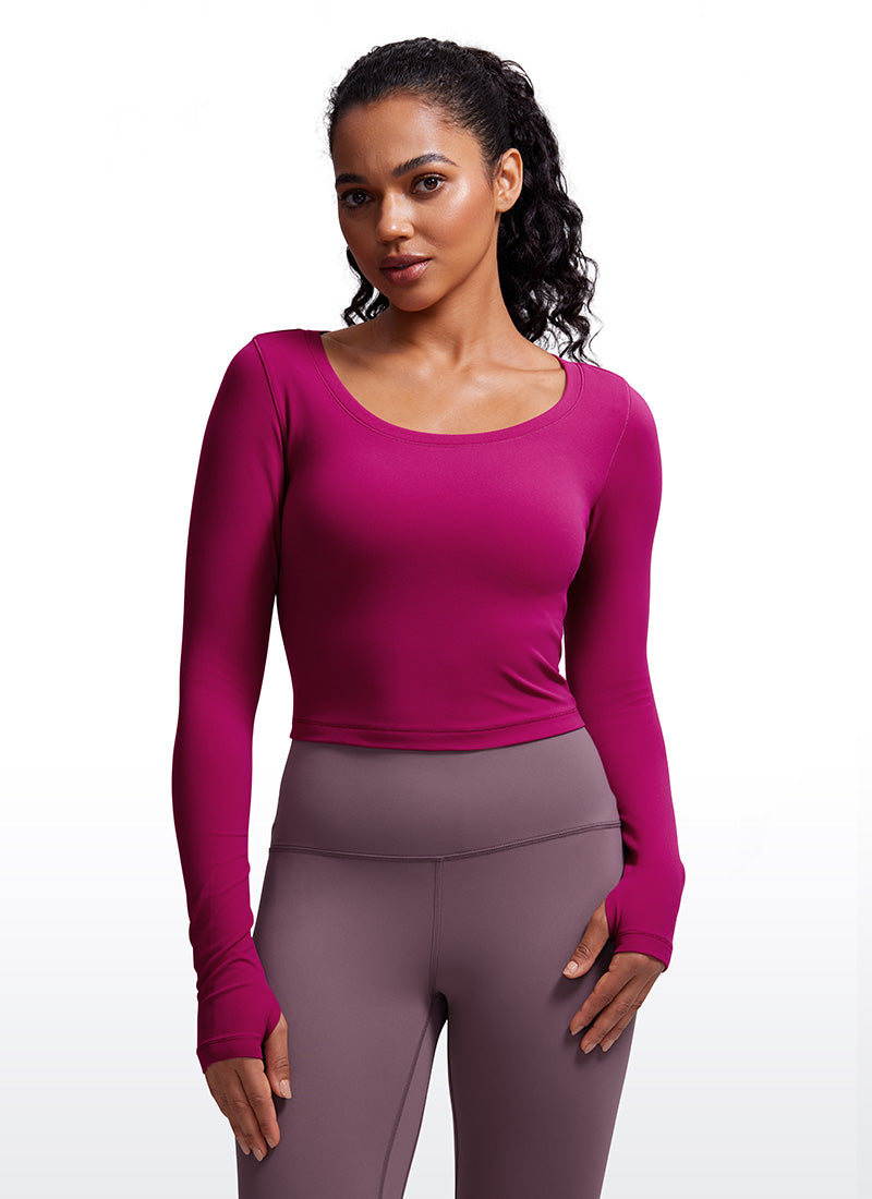 CRZ YOGA Leggings ng yoga ng manga larga Butterluxe para mujer Magenta Purple