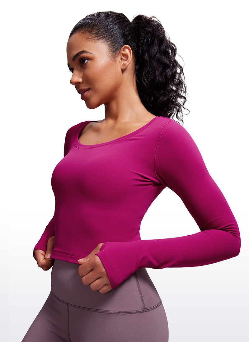 CRZ YOGA Leggings ng yoga ng manga larga Butterluxe para mujer Magenta Purple
