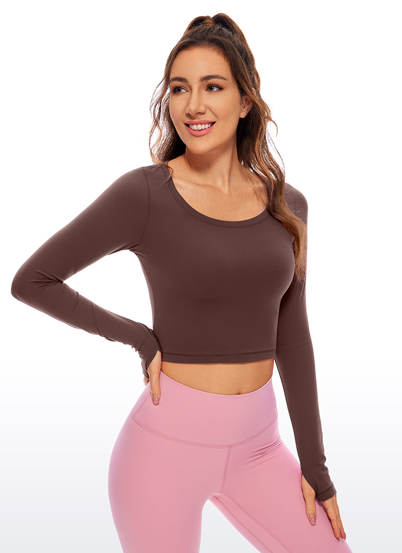 CRZ YOGA Leggings ng yoga ng manga larga Butterluxe para sa mujer Taupe