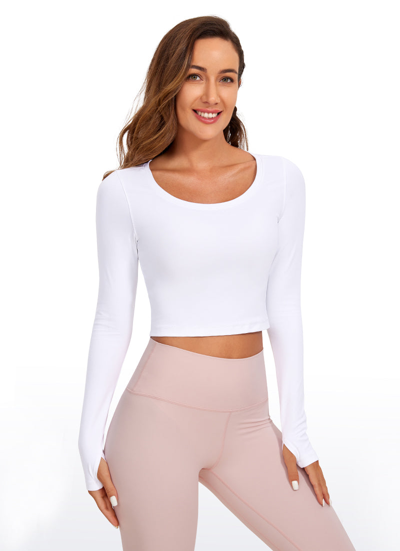 CRZ YOGA Leggings ng yoga ng manga larga Butterluxe para sa babae Puti