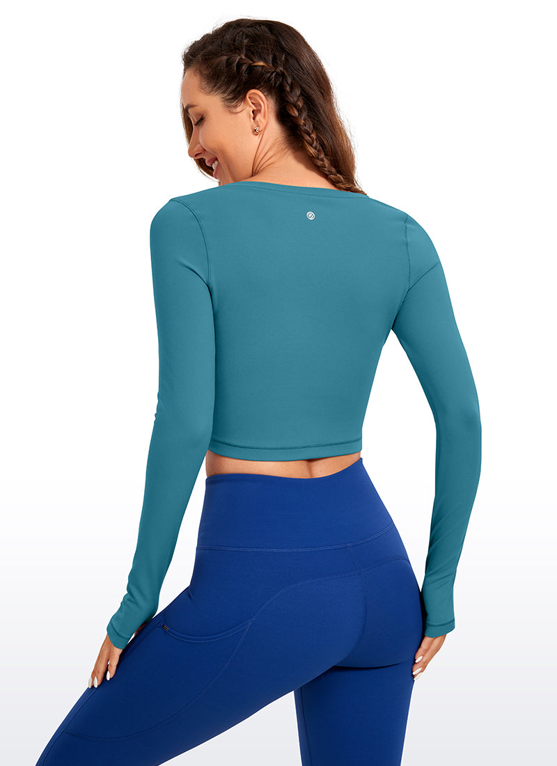CRZ YOGA Leggings ng yoga ng manga larga Butterluxe para mujer Borealis Green