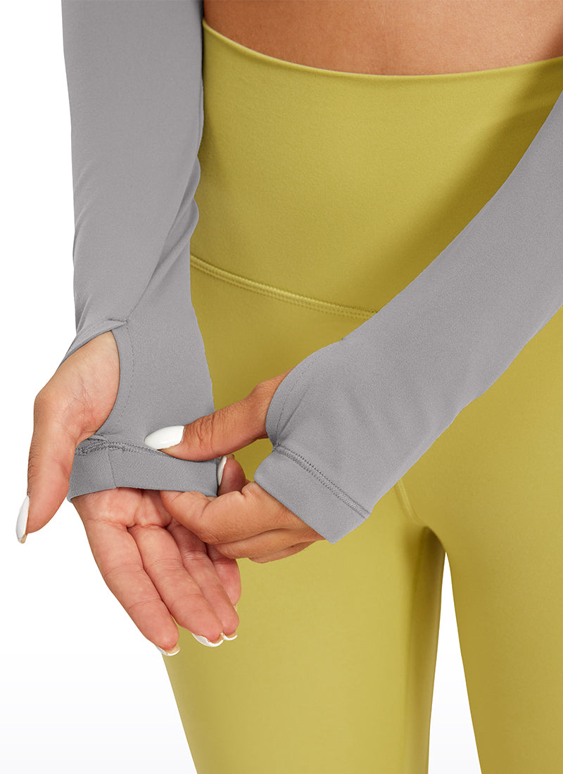 CRZ YOGA Leggings ng yoga ng manga larga Butterluxe para mujer Gull Gray