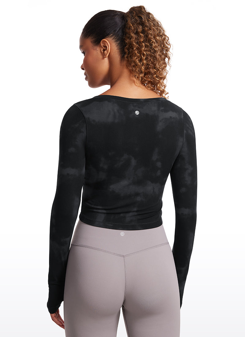 CRZ YOGA Leggings ng yoga ng manga larga Butterluxe para mujer Black Tie Dye Flowers
