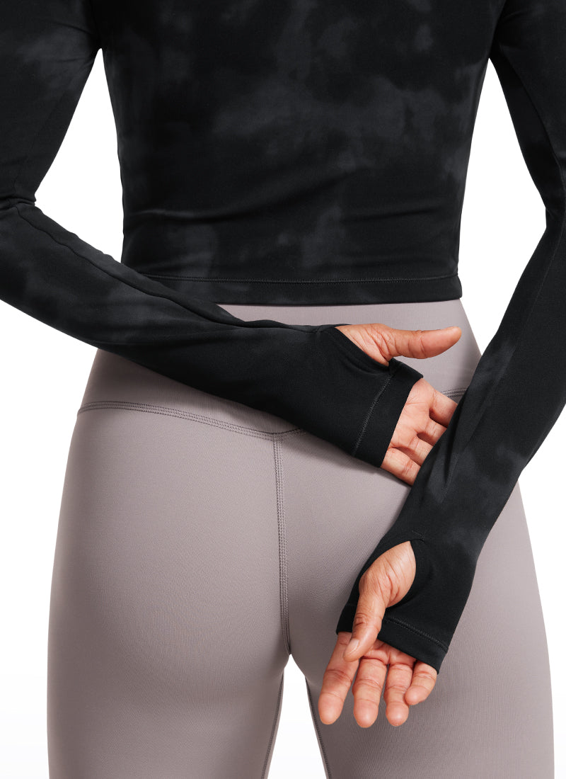 CRZ YOGA Leggings ng yoga ng manga larga Butterluxe para mujer Black Tie Dye Flowers