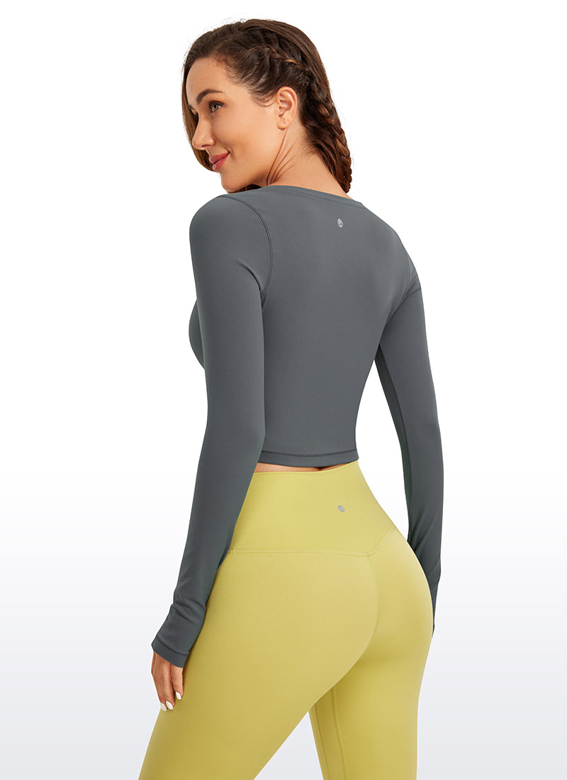 CRZ YOGA Leggings ng yoga ng manga larga Butterluxe para sa babae Lava Smoke Grey