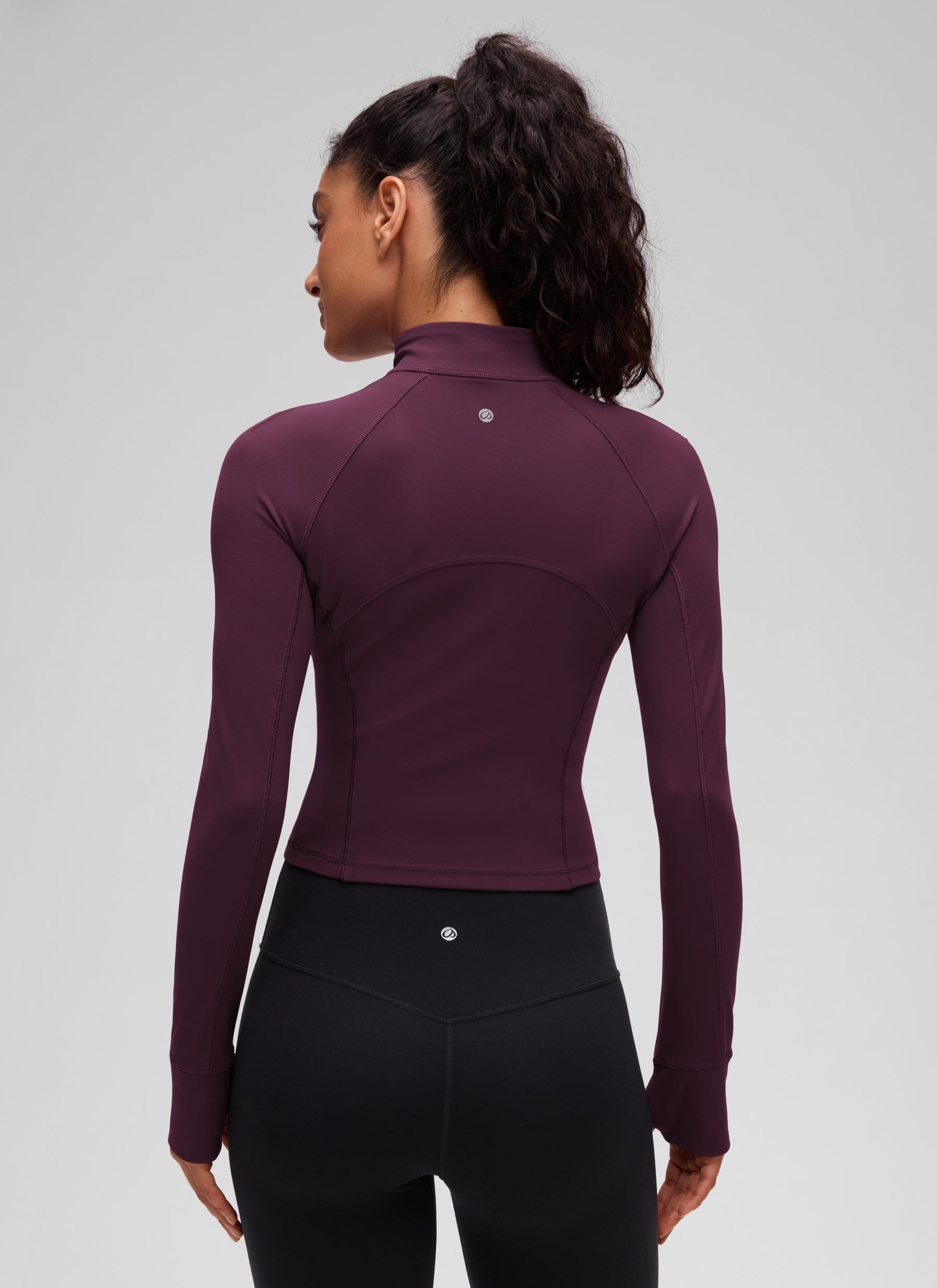 CRZ YOGA Pambabaeng Yoga Slim Fit Tops Butterluxe Half-Zip Long Sleeve Deep Purple