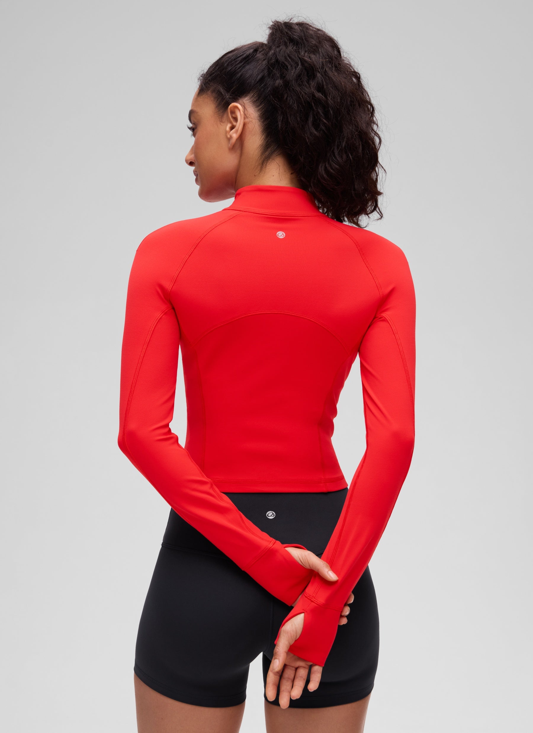 CRZ YOGA Pambabaeng Yoga Slim Fit Tops Butterluxe Half-Zip Long Sleeve Deep Red