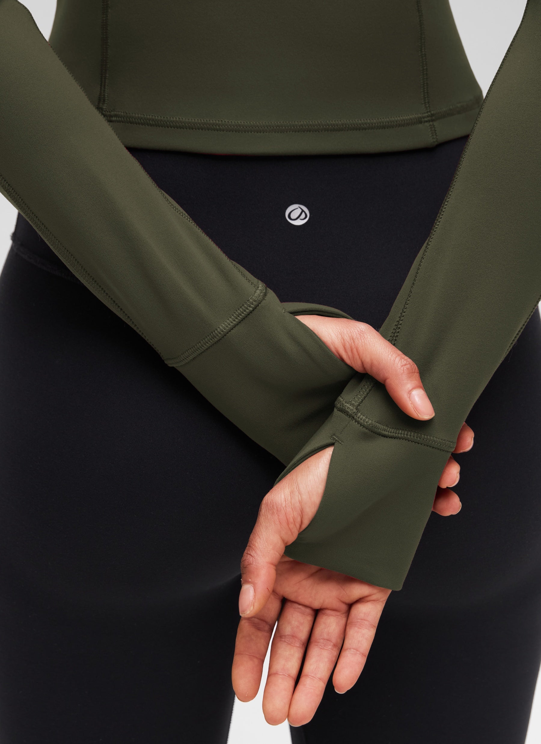 CRZ YOGA Pambabaeng Yoga Slim Fit Tops Butterluxe Half-Zip Long Sleeve na Berdeng Oliba