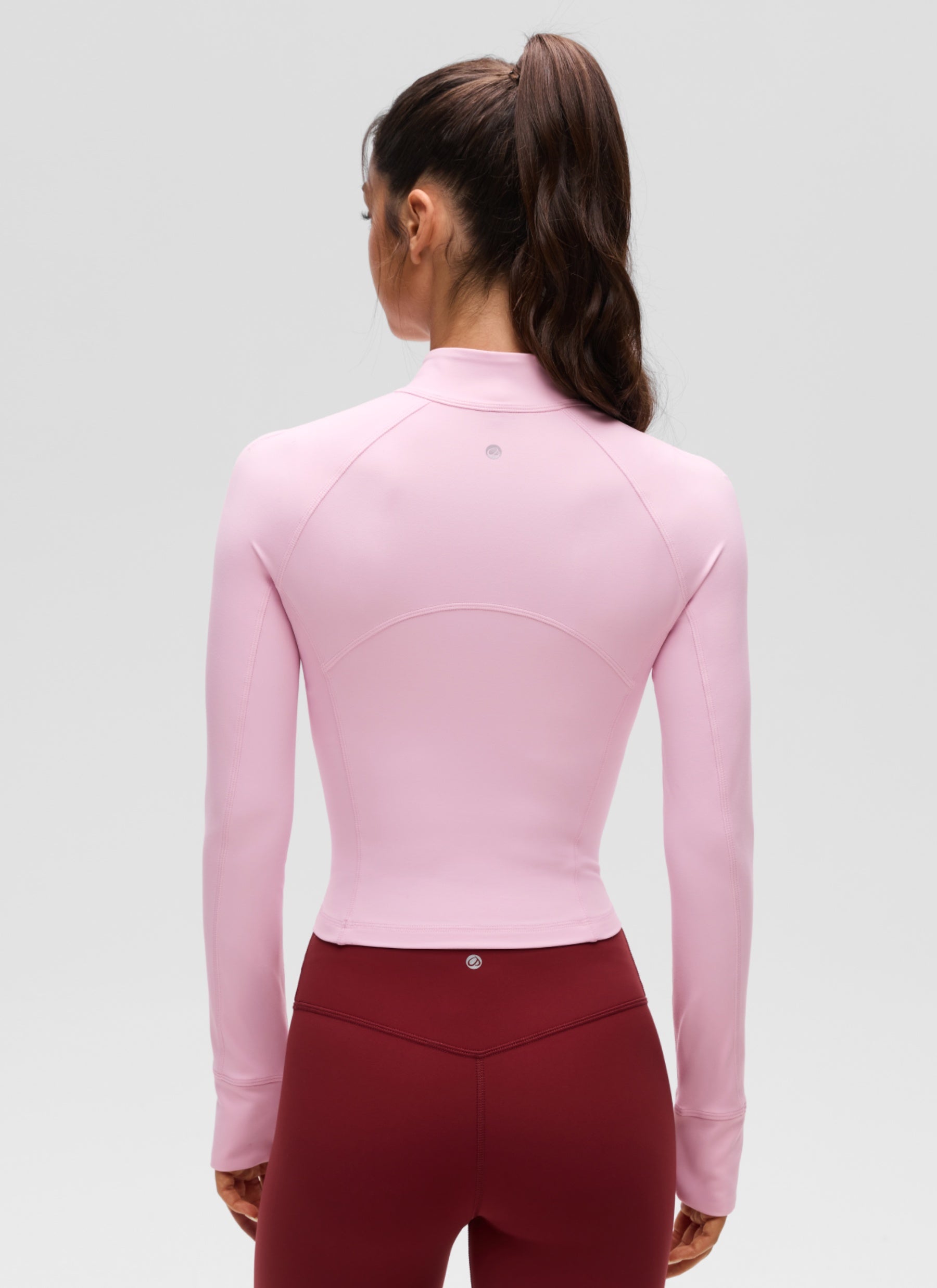 CRZ YOGA Pambabaeng Yoga Slim Fit Tops Butterluxe Kulay Rosas na Peony na may Half-Zip na Mahabang Manggas