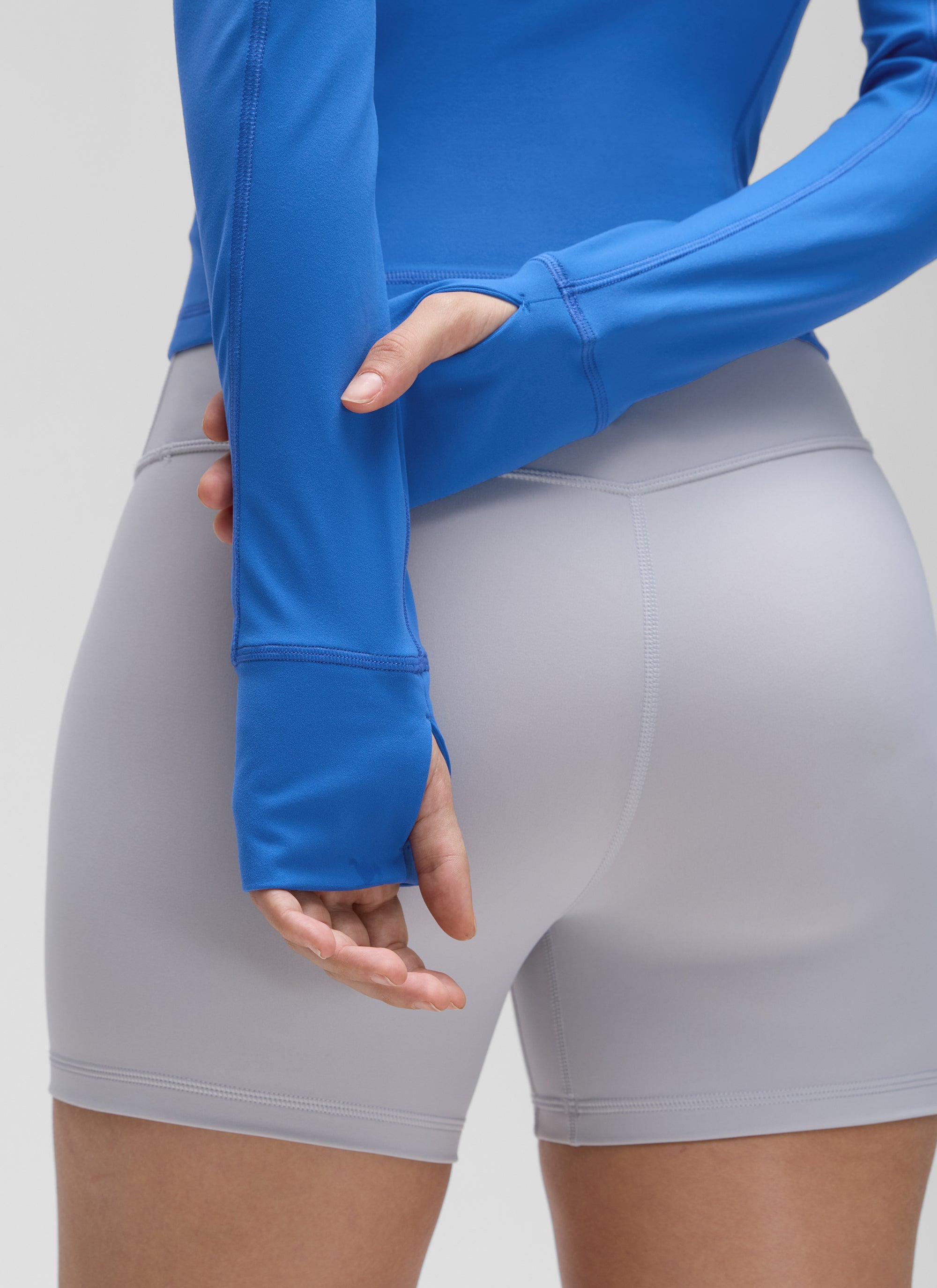 CRZ YOGA Pambabaeng Yoga Slim Fit Tops Butterluxe Half-Zip Long Sleeve na may Kislap na Asul