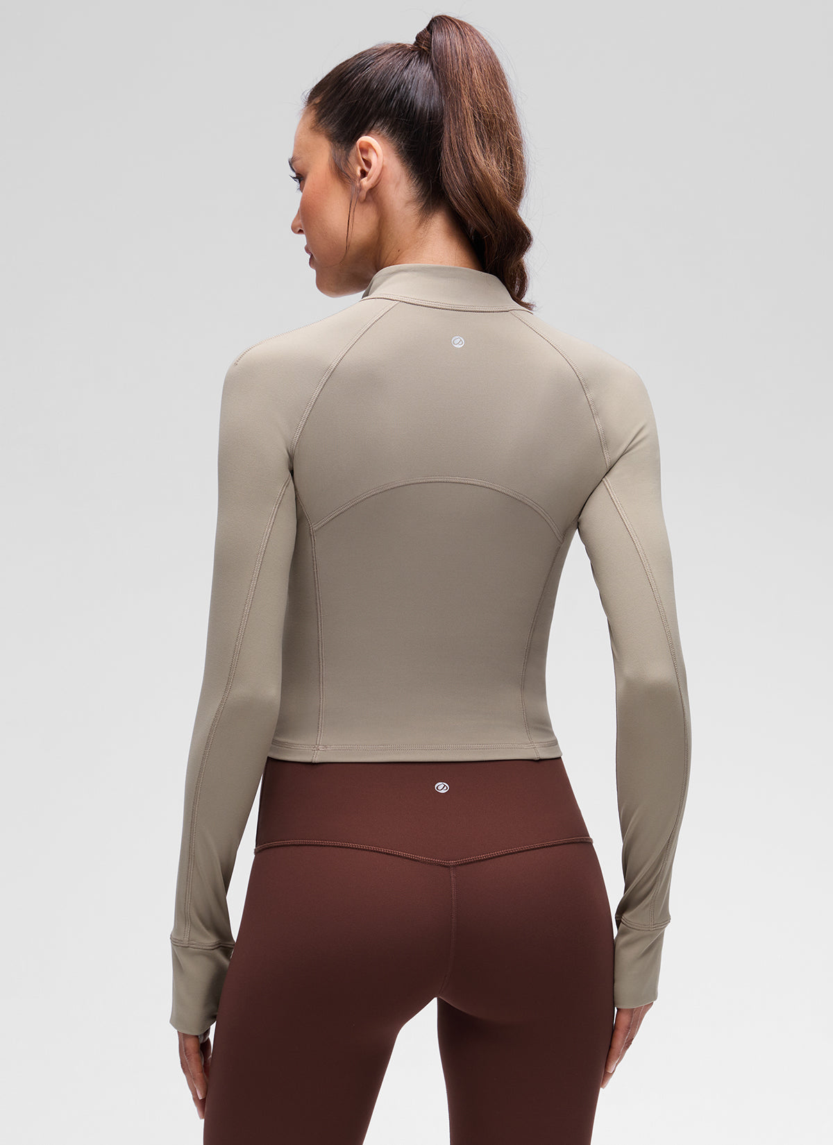 CRZ YOGA Pambabaeng Yoga Slim Fit Tops Butterluxe Half-Zip Long Sleeve Warm Ash Grey