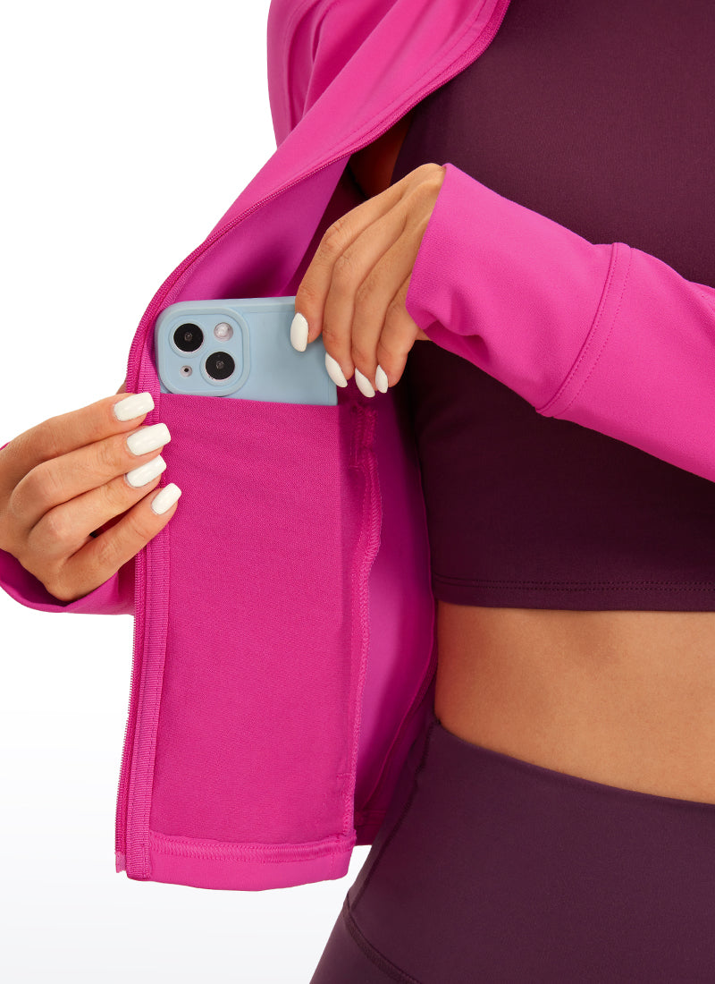 CRZ YOGA Pambabae Butterluxe Mga Panlabas na Damit na May Buong Zip, Hibiscus Purple