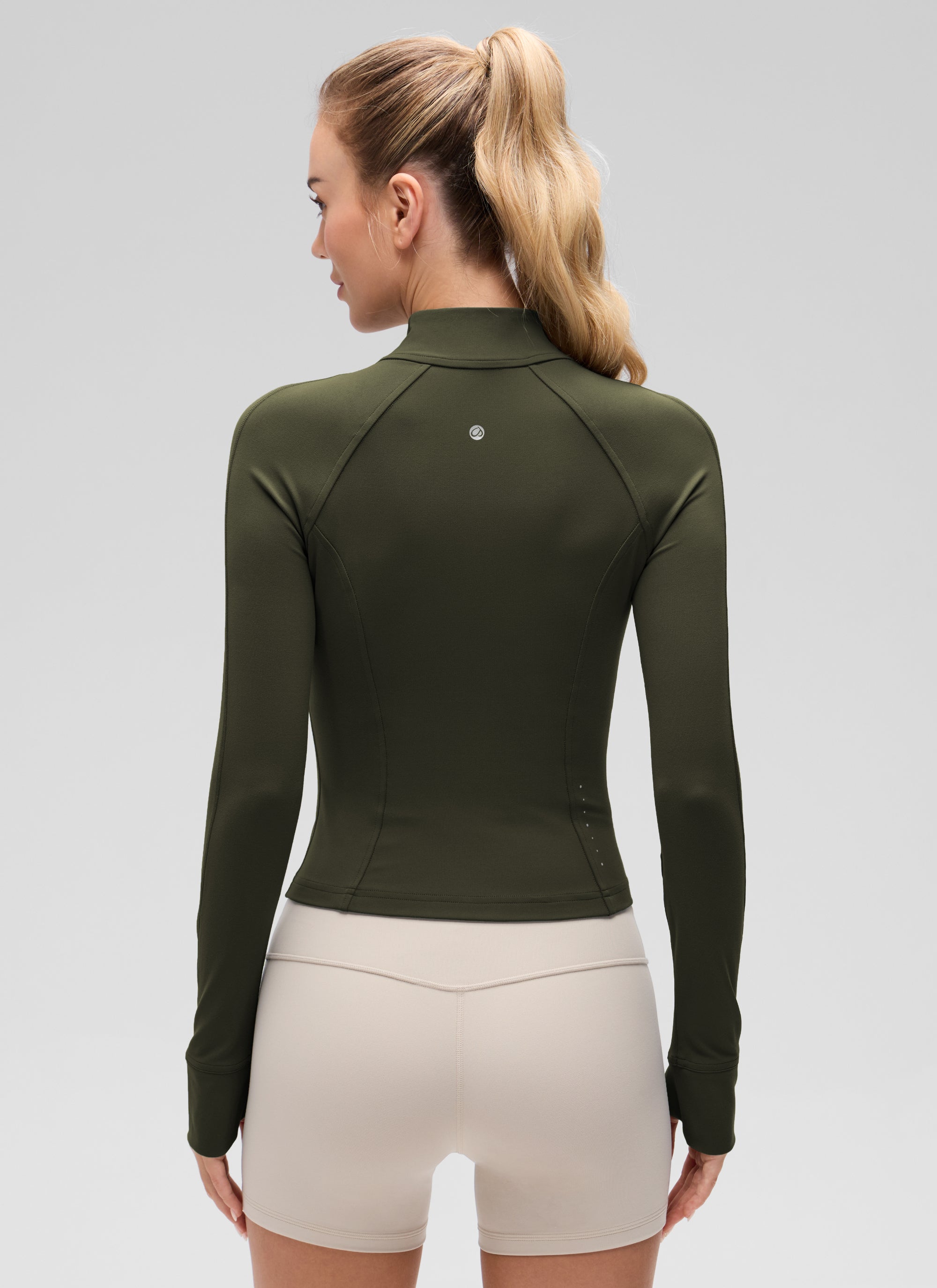 CRZ YOGA Pambabae Butterluxe Mga Panlabas na Damit na may Buong Zip na may Olive Green