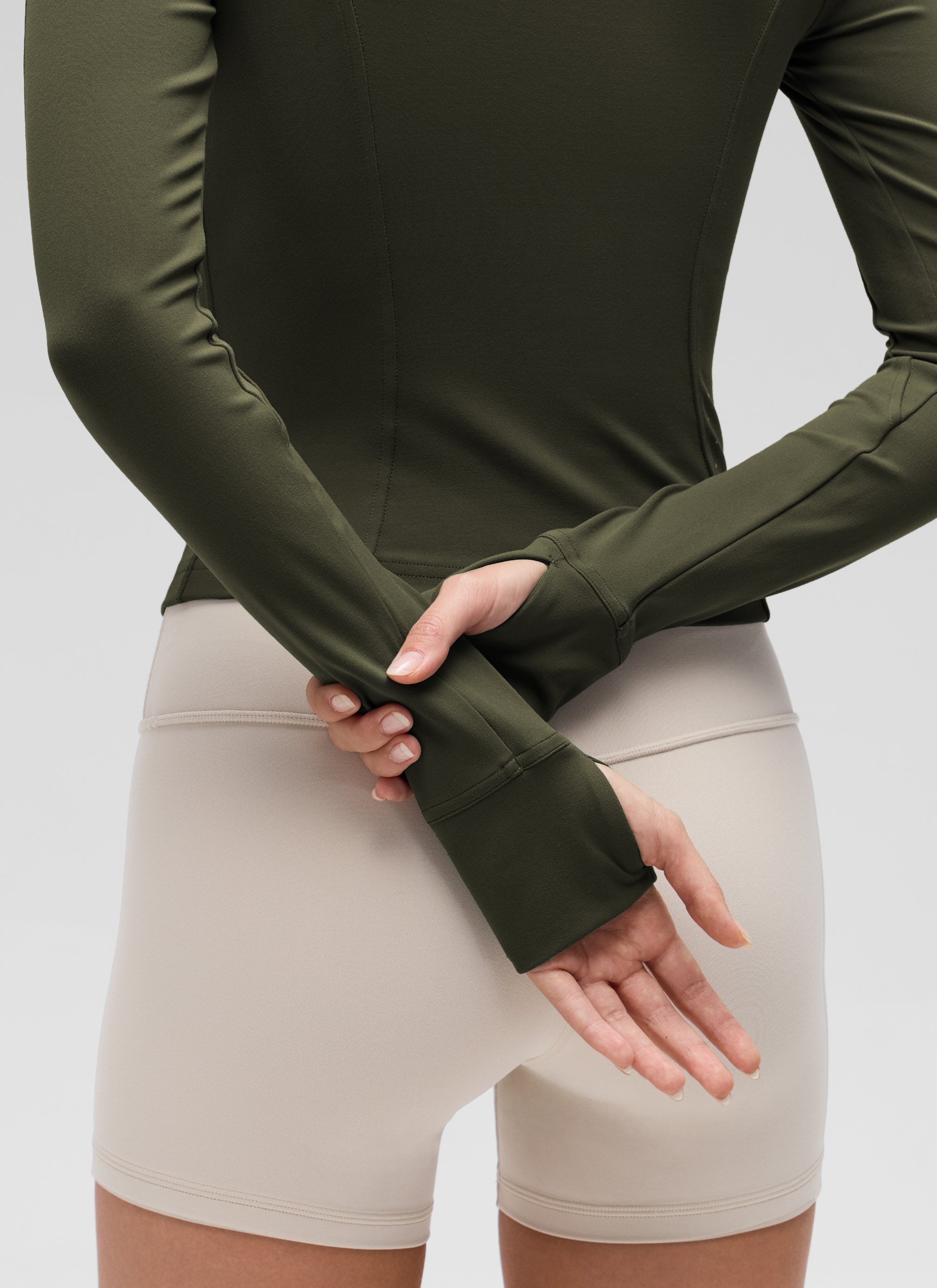 CRZ YOGA Pambabae Butterluxe Mga Panlabas na Damit na may Buong Zip na may Olive Green
