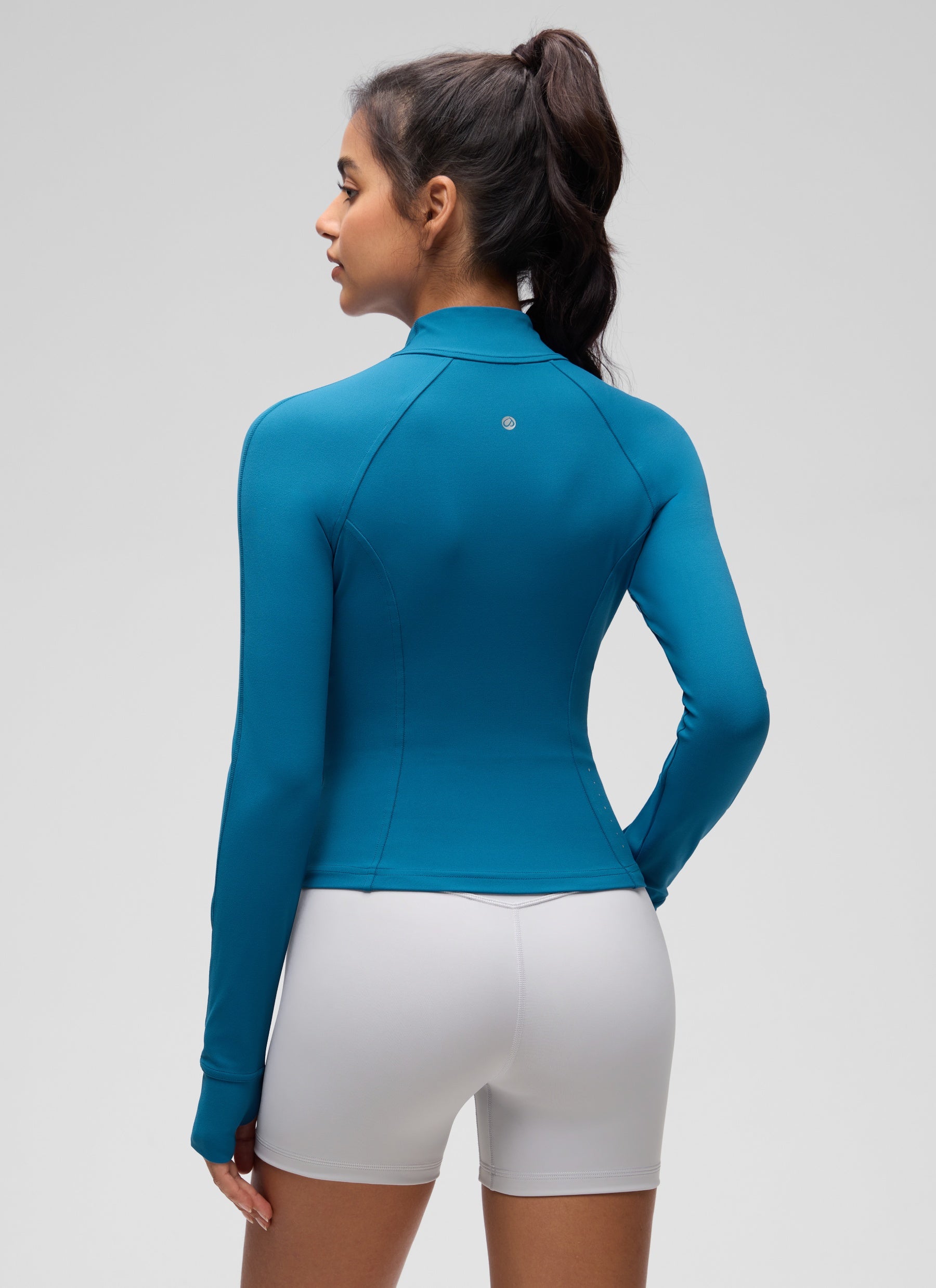 CRZ YOGA Pambabae Butterluxe Mga Panlabas na Damit na May Buong Zip na May Crop Pocket, Super-sonic Blue