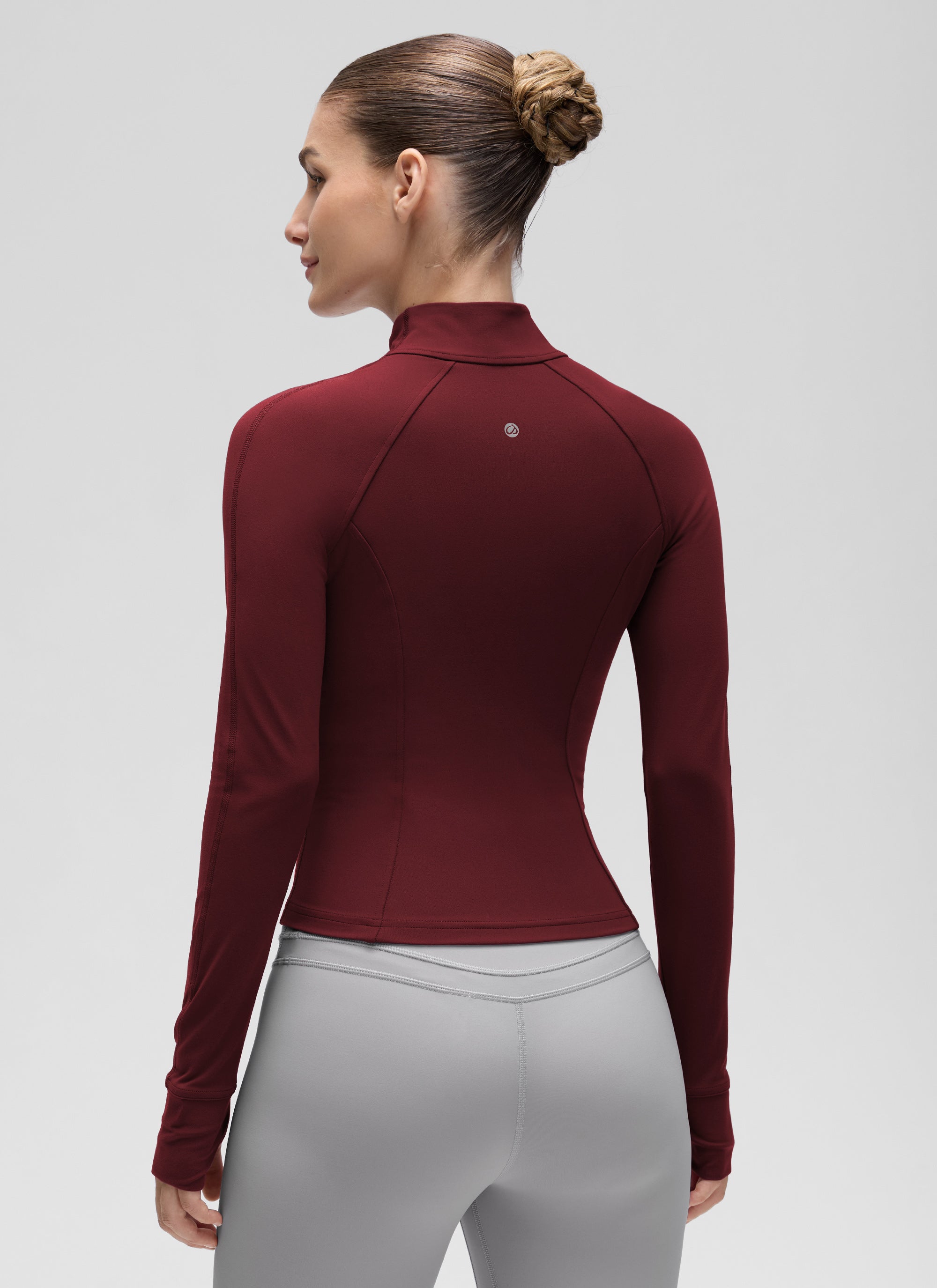 CRZ YOGA Pambabae Butterluxe Mga Panlabas na Damit na May Buong Zip na Pulang Merlot