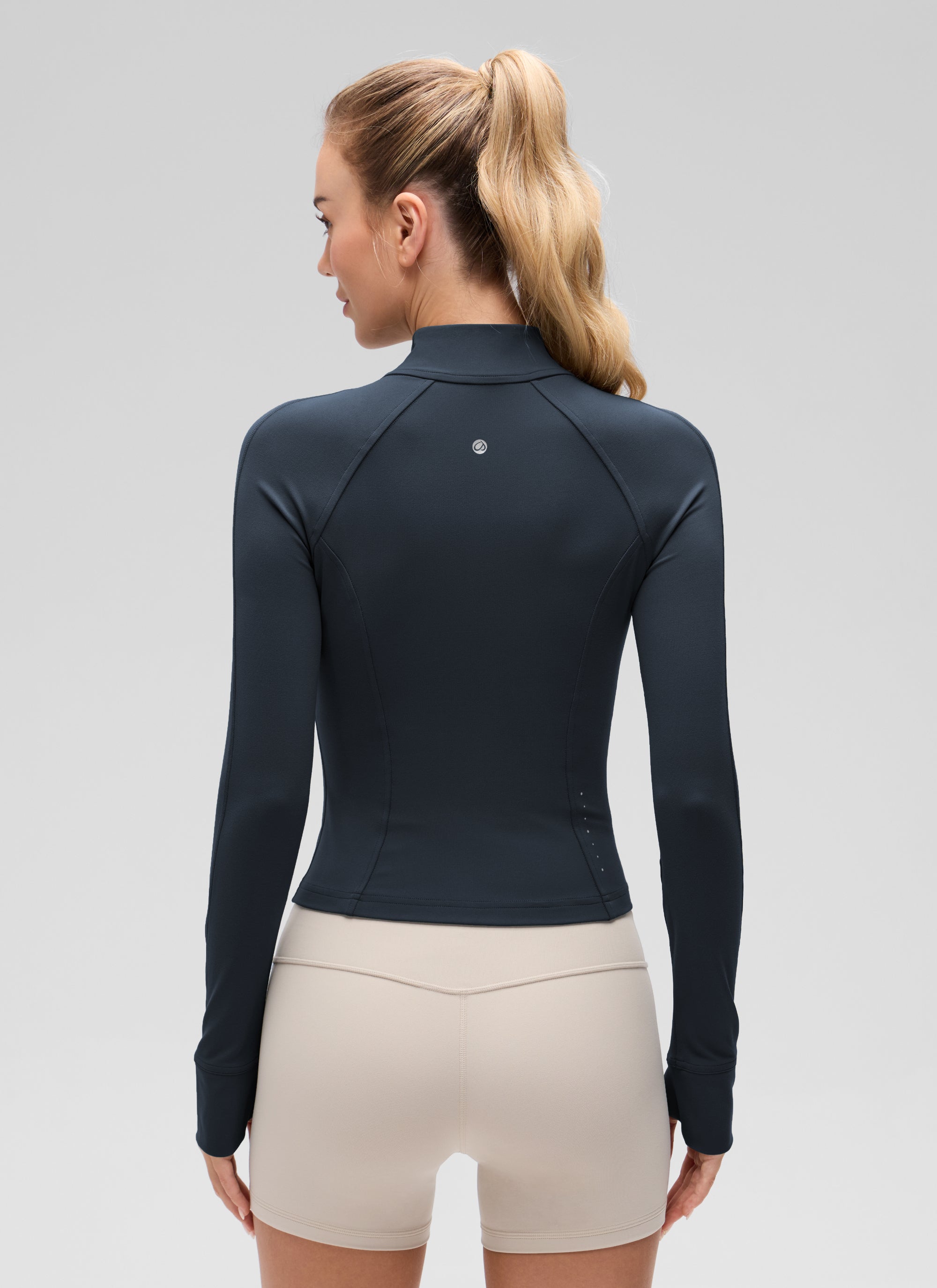 CRZ YOGA Pambabae Butterluxe Mga Panlabas na Damit na May Buong Zip at True Navy