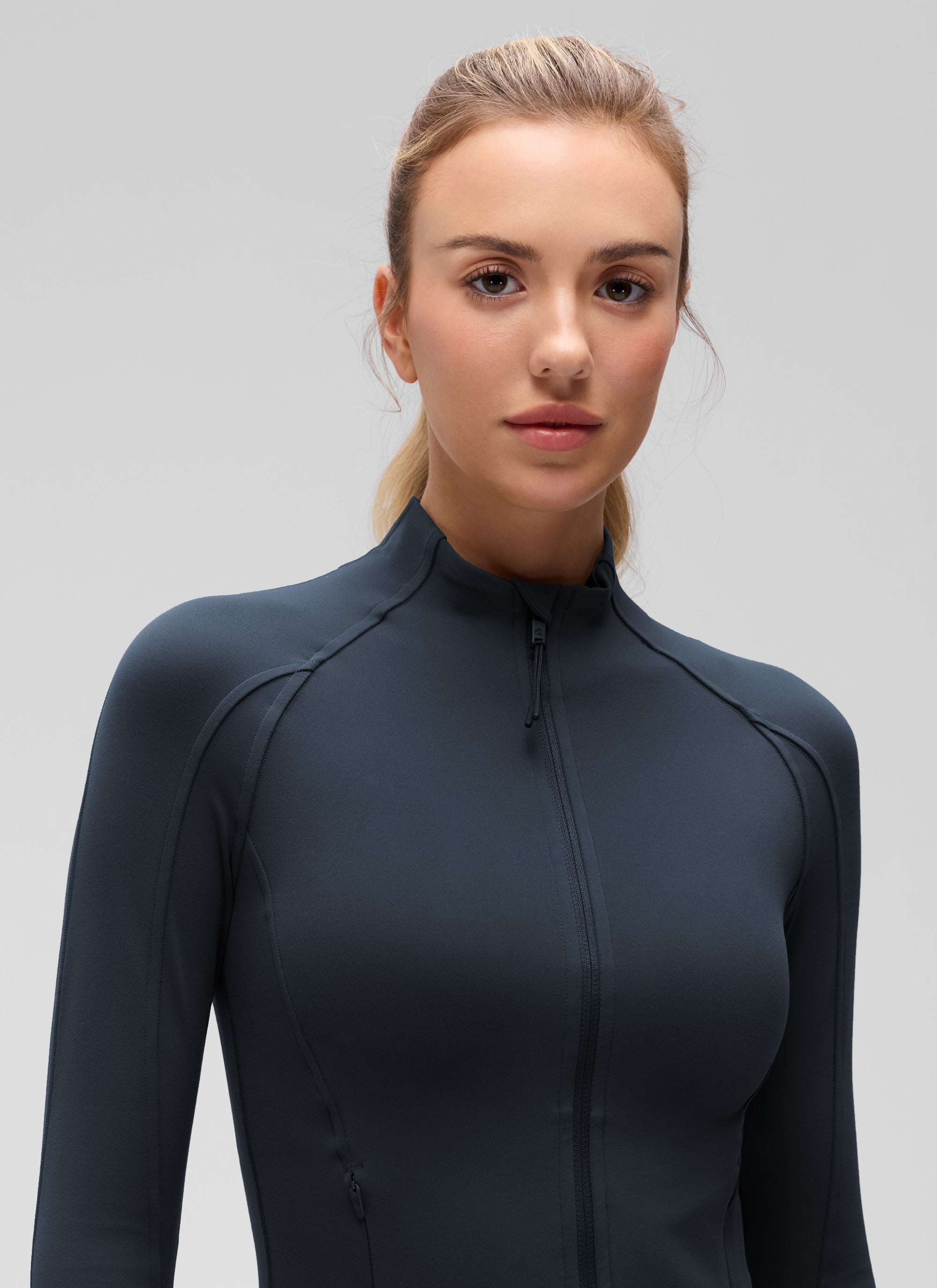 CRZ YOGA Pambabae Butterluxe Mga Panlabas na Damit na May Buong Zip at True Navy